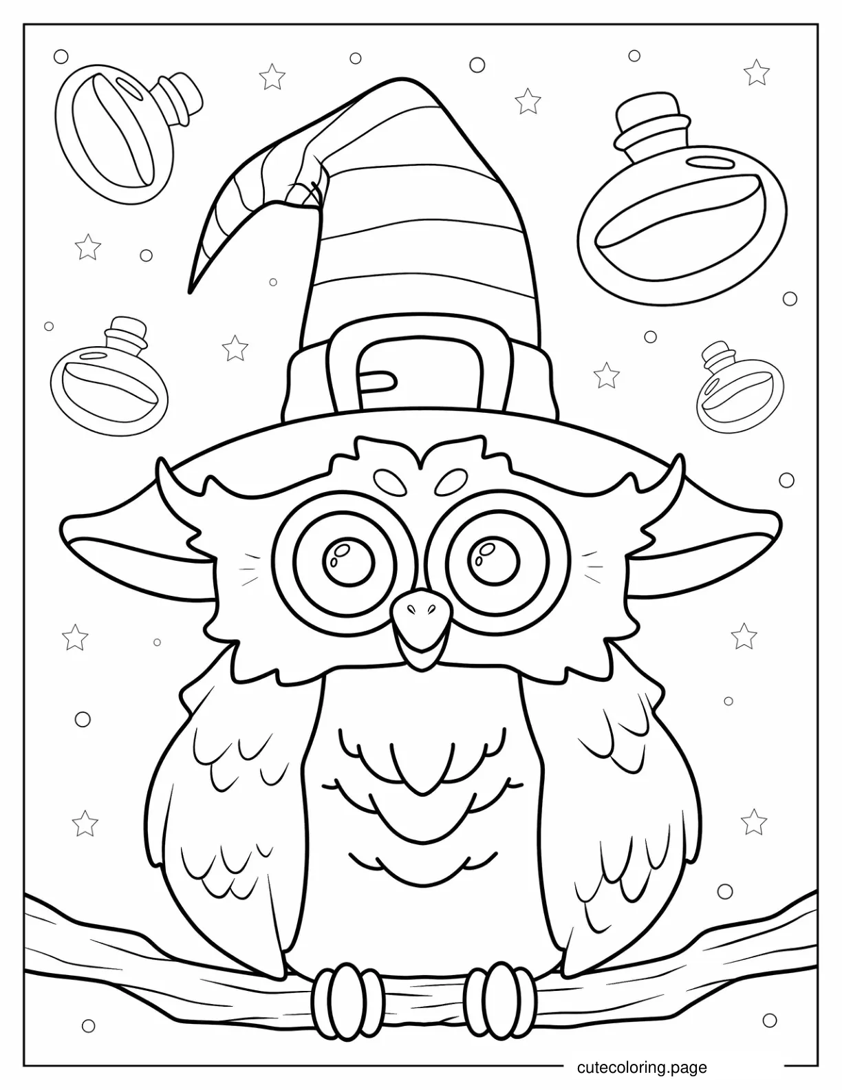 Coloring Sheet Of Halloween Themed Owl coloring page