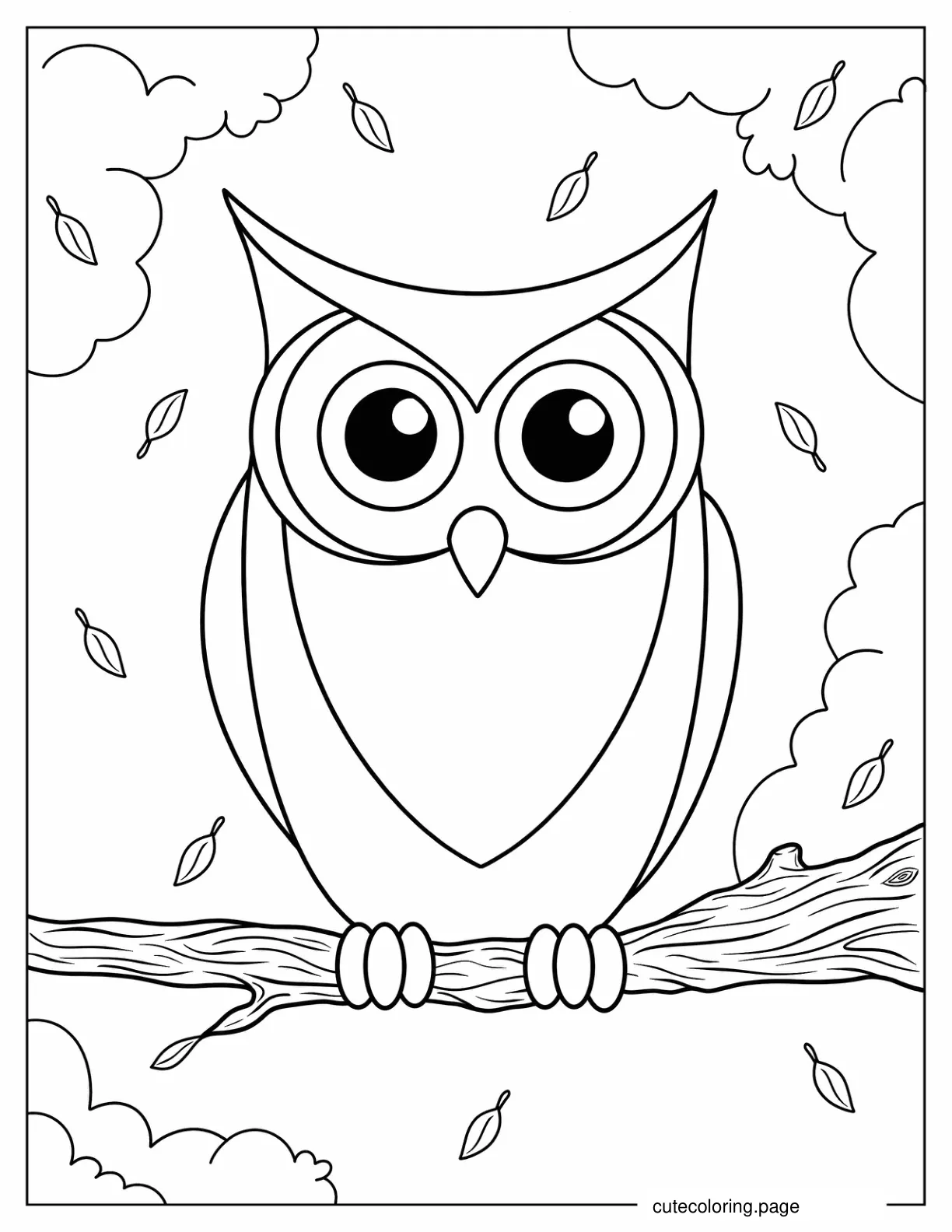 Easy To Color Owl For Kids coloring page