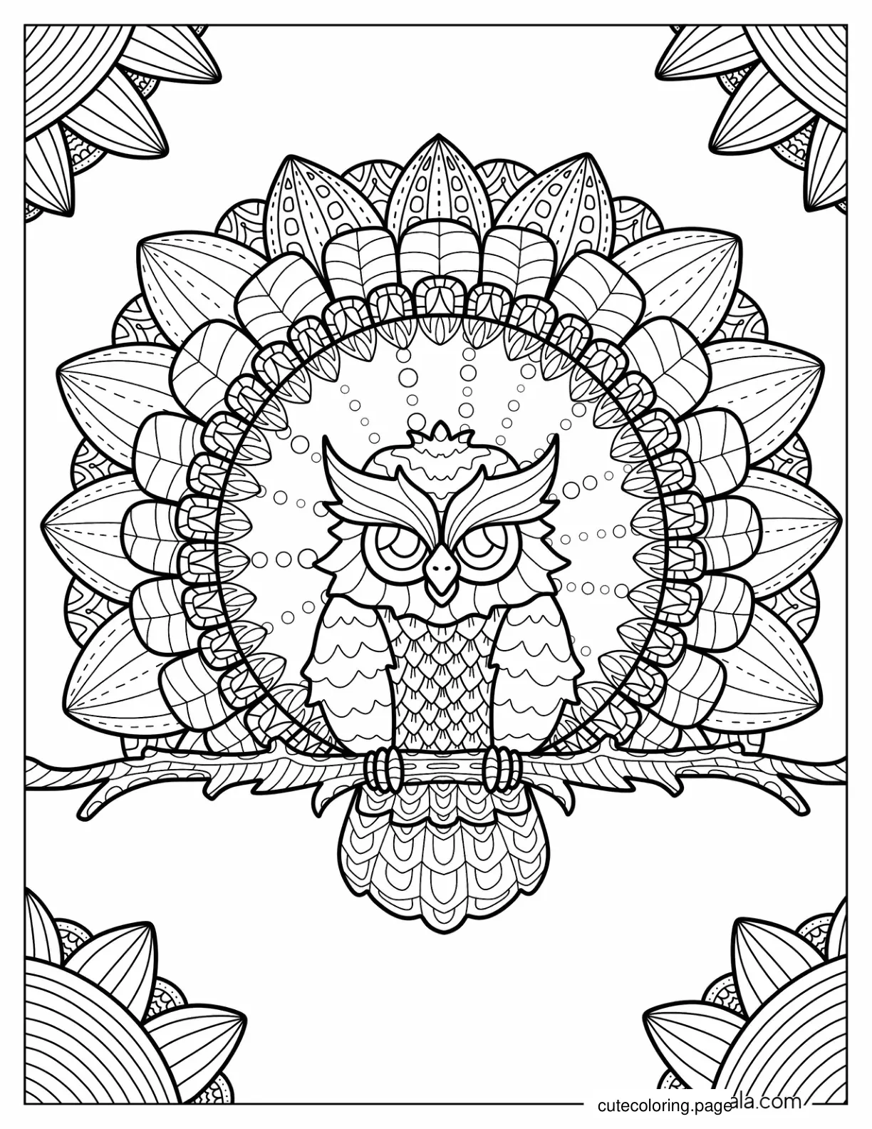 Intricate Owl Mandala To Color coloring page