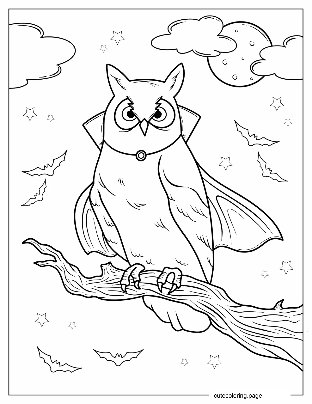 Spooky Looking Owl During Halloween coloring page