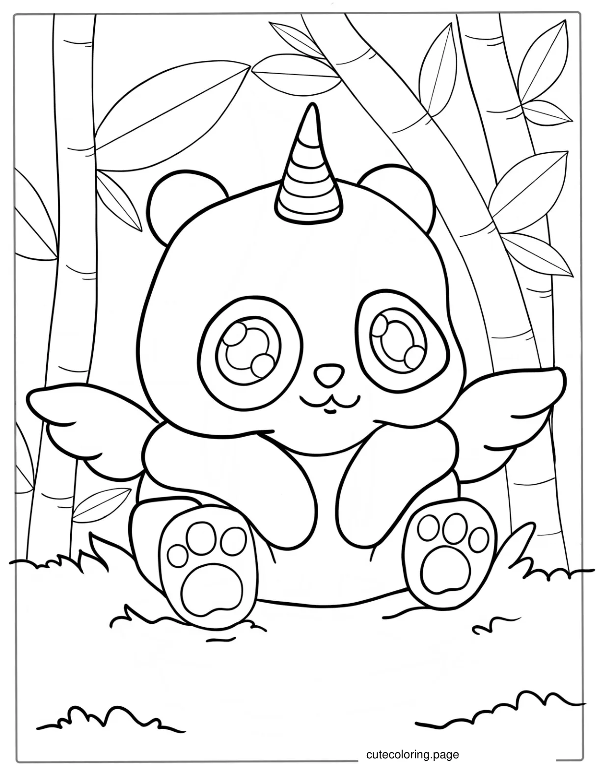 Cute Unicorn Panda Coloring Page coloring page