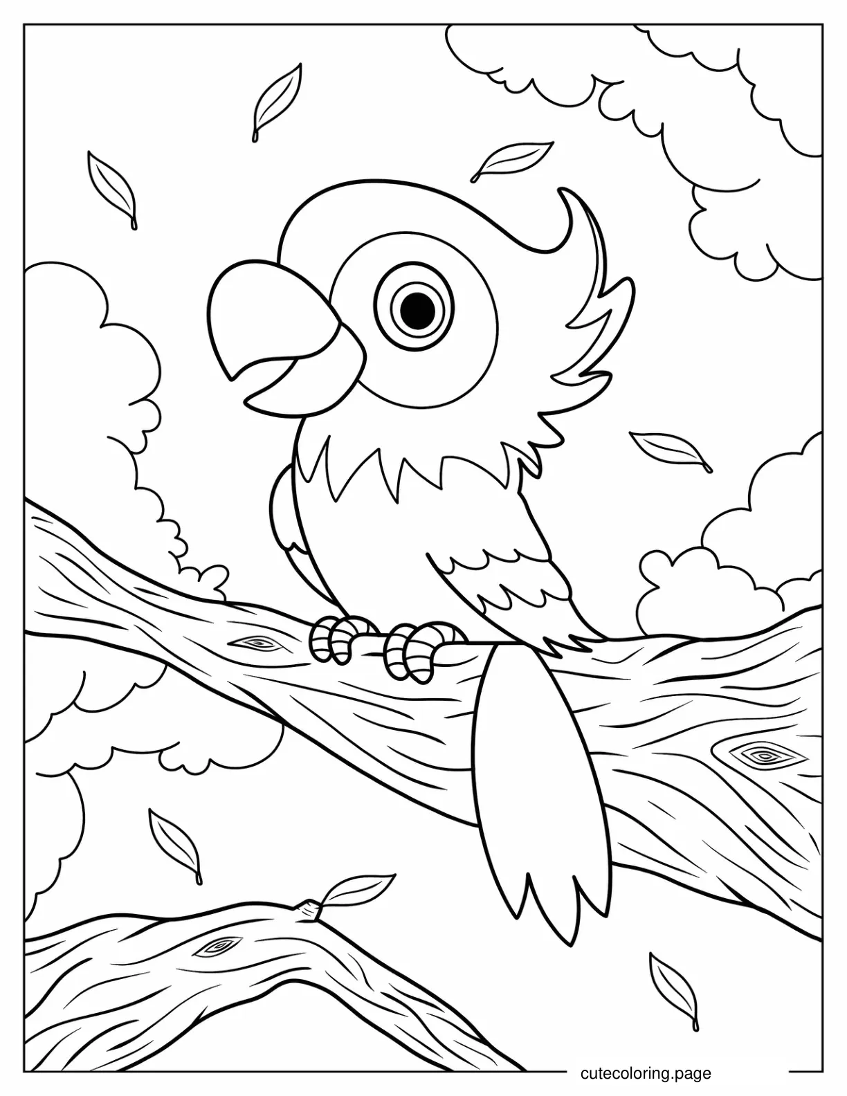 Coloring Sheet Of Cute Parrot For Preschoolers coloring page