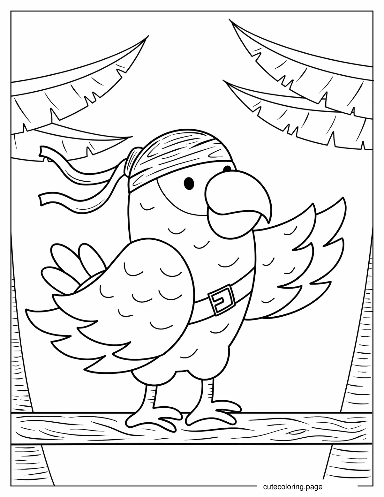 Cute Pirate Parrot To Color For Kids coloring page