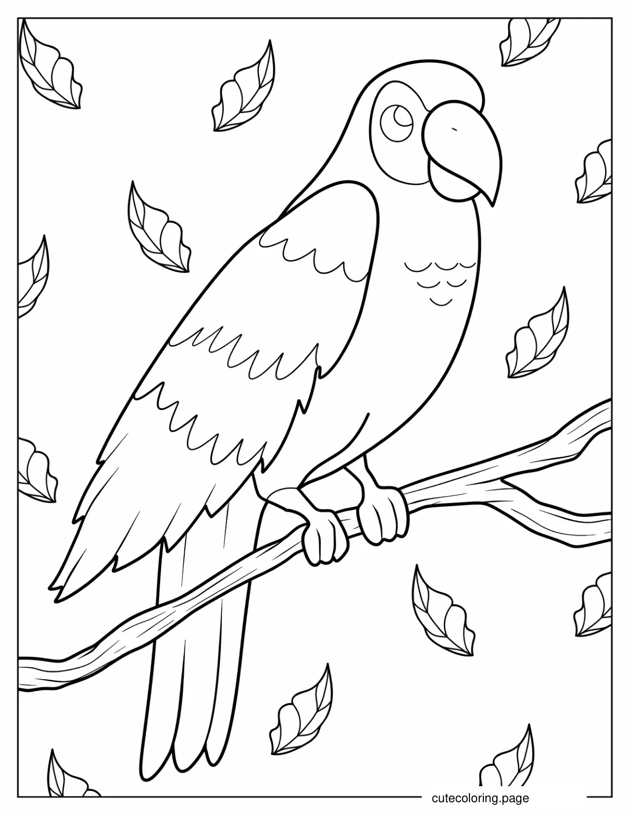 Kids Coloring Page Of a Parrot coloring page