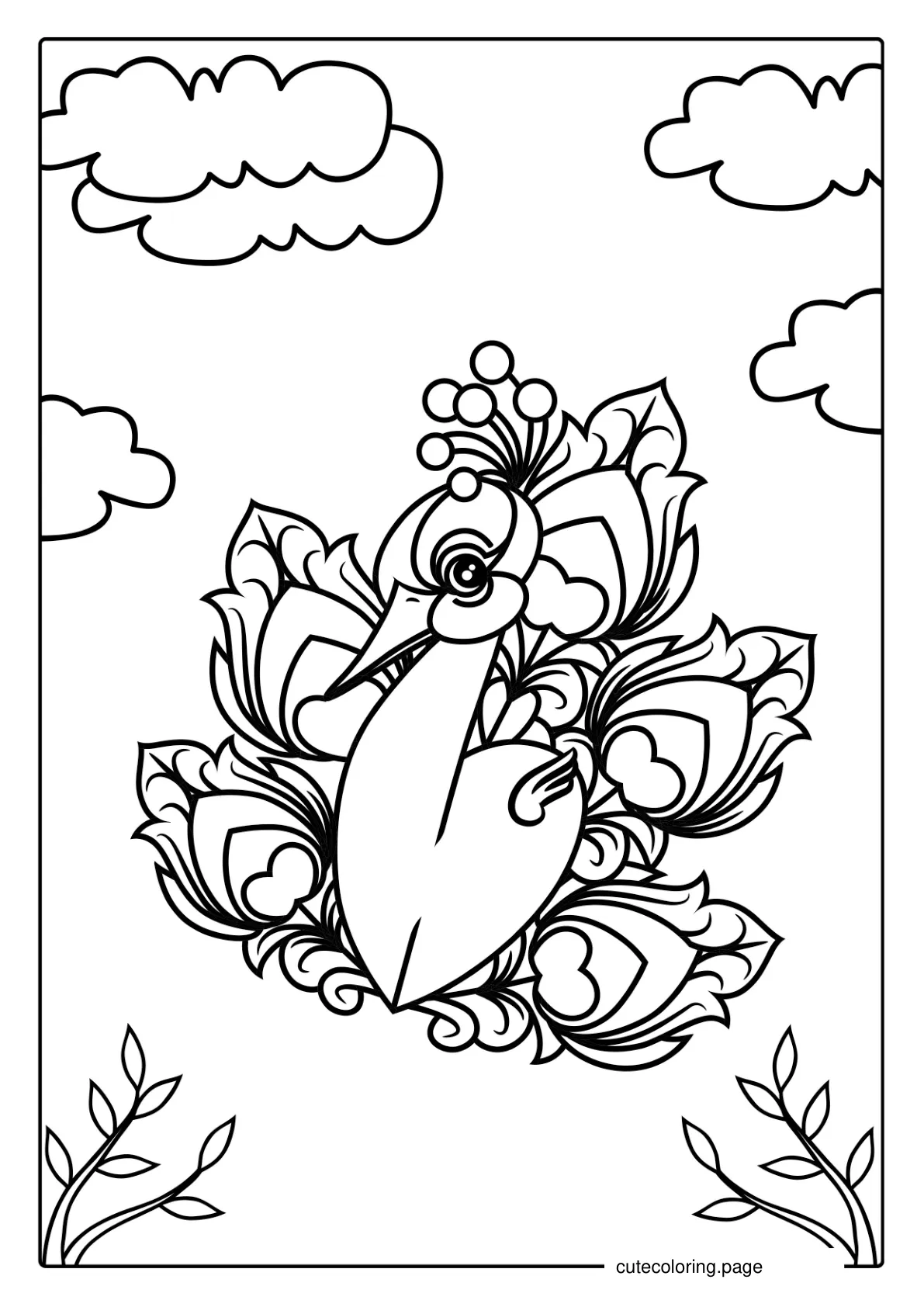 Artistic Peacock Coloring Page coloring page