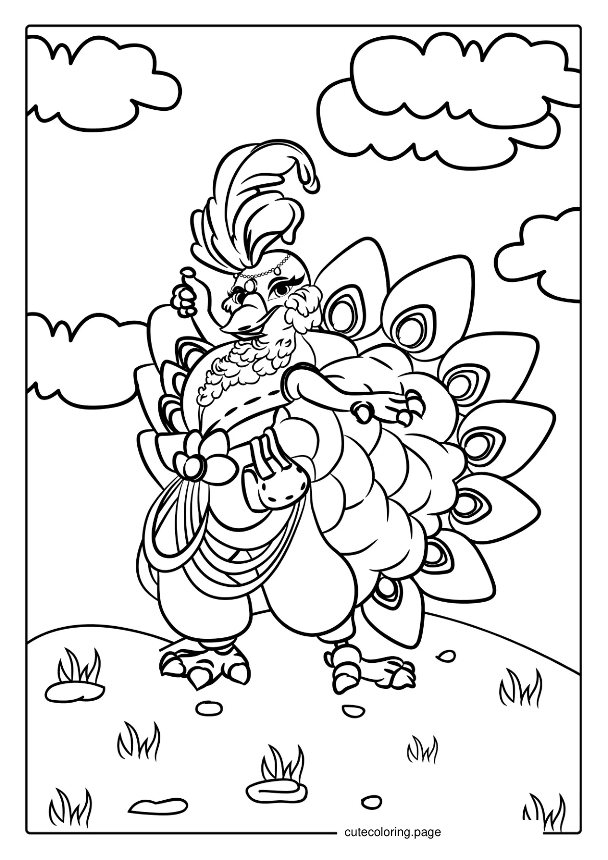 Dancing Peacock Coloring Page coloring page