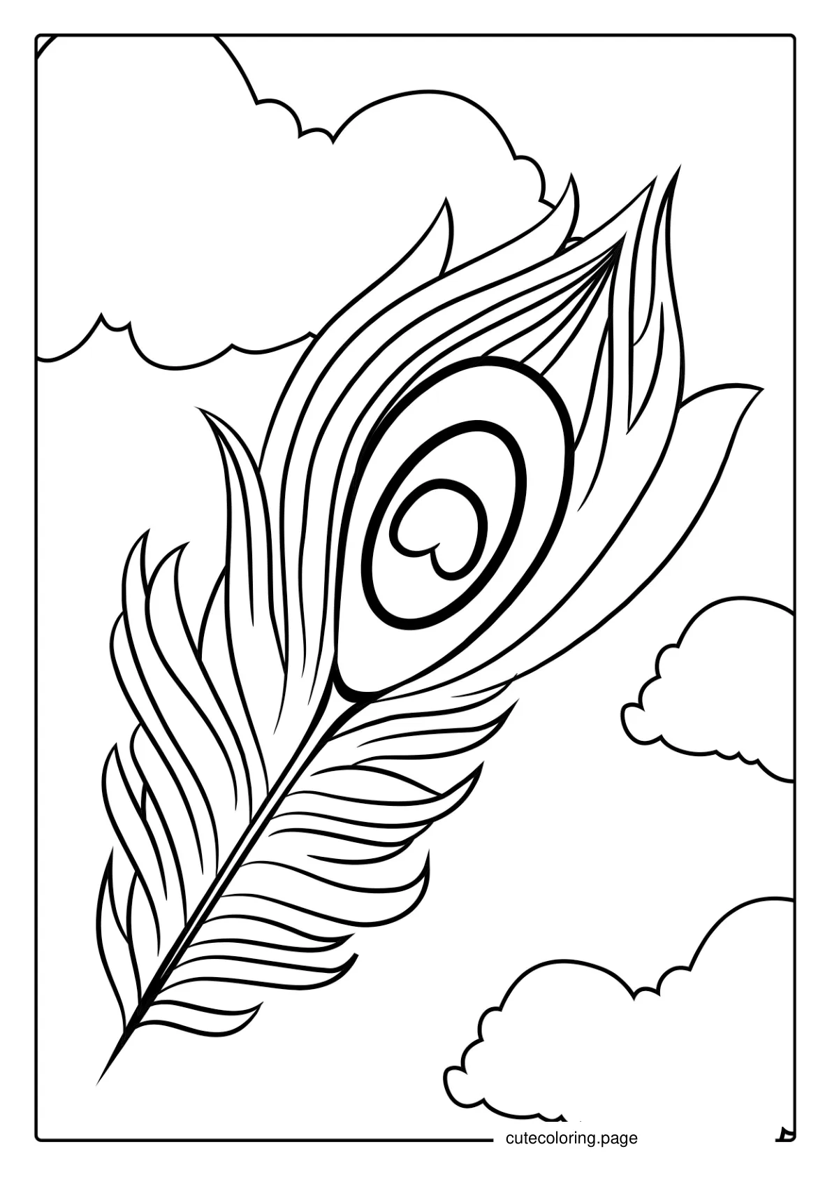 Detailed Peacock Bird Feather To Color coloring page