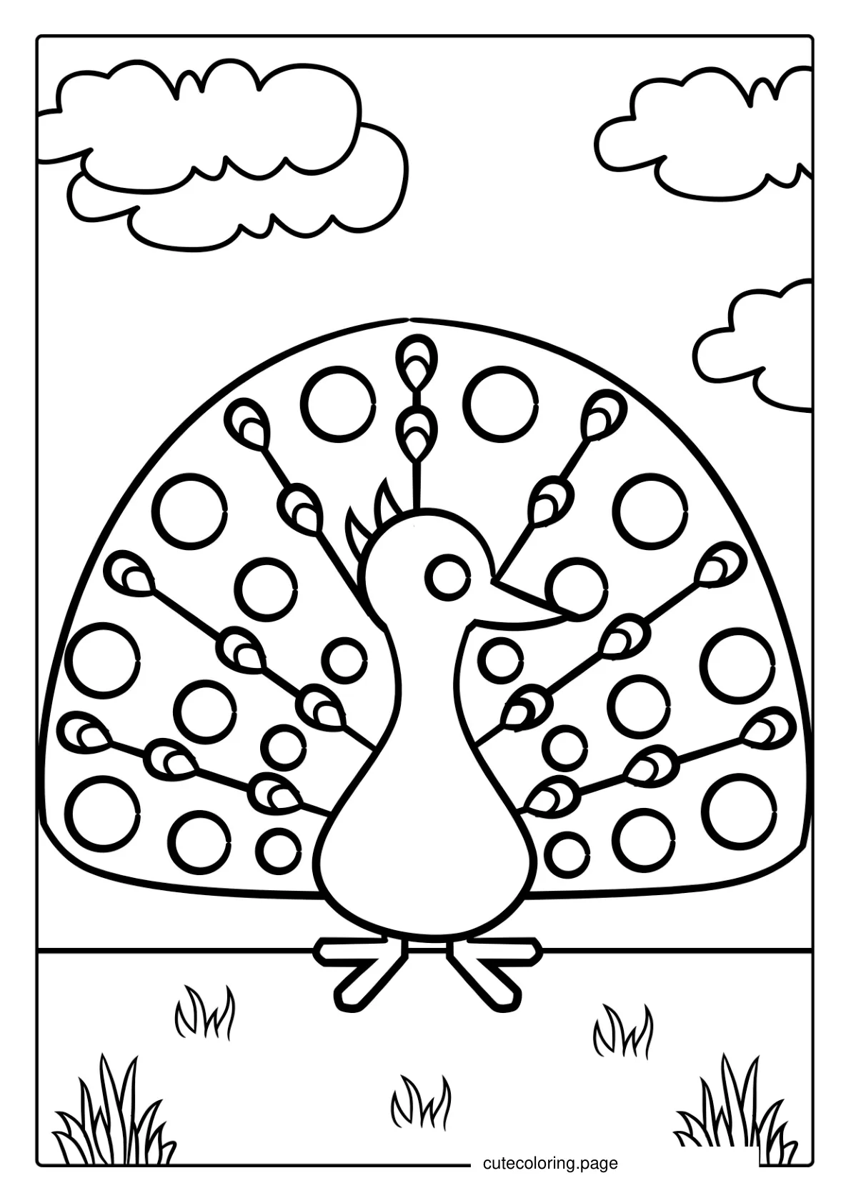 Happy Peacock Coloring For Toddlers coloring page