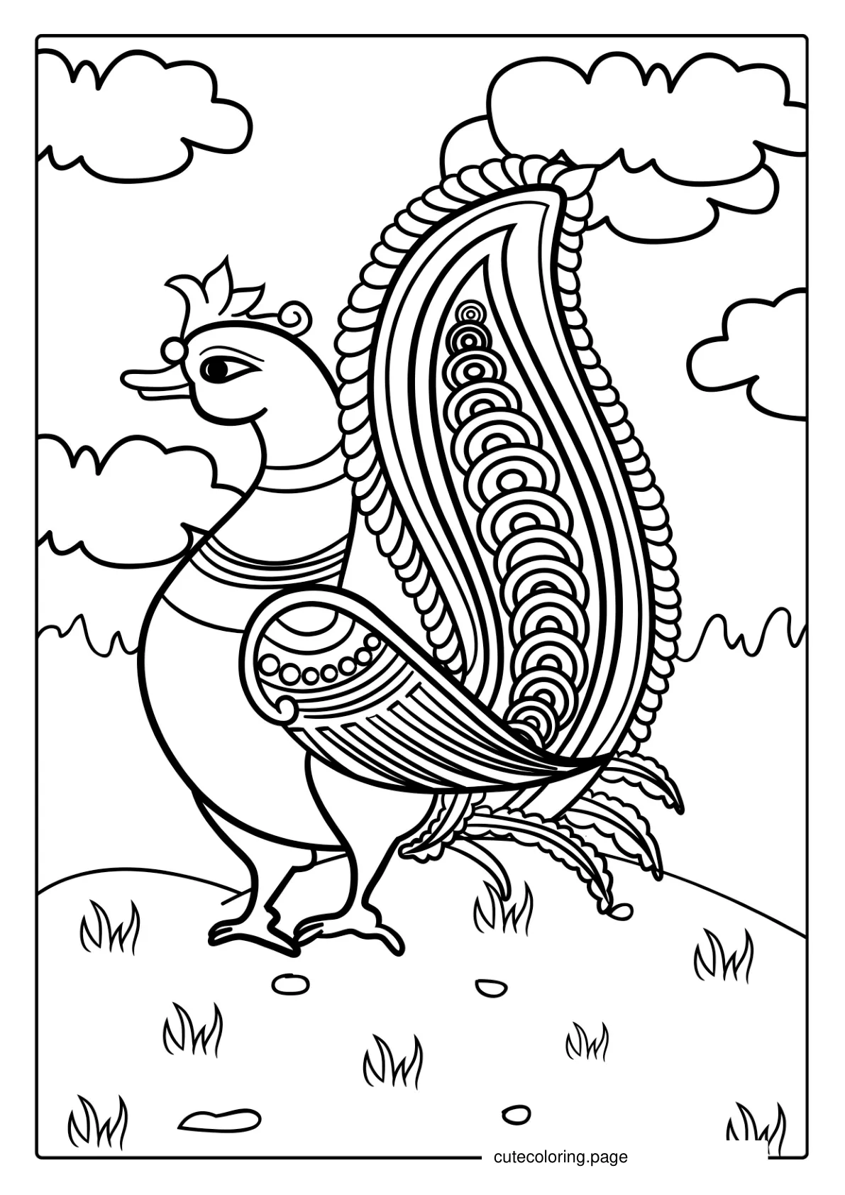 Indian Inspired Peacock Coloring Page coloring page