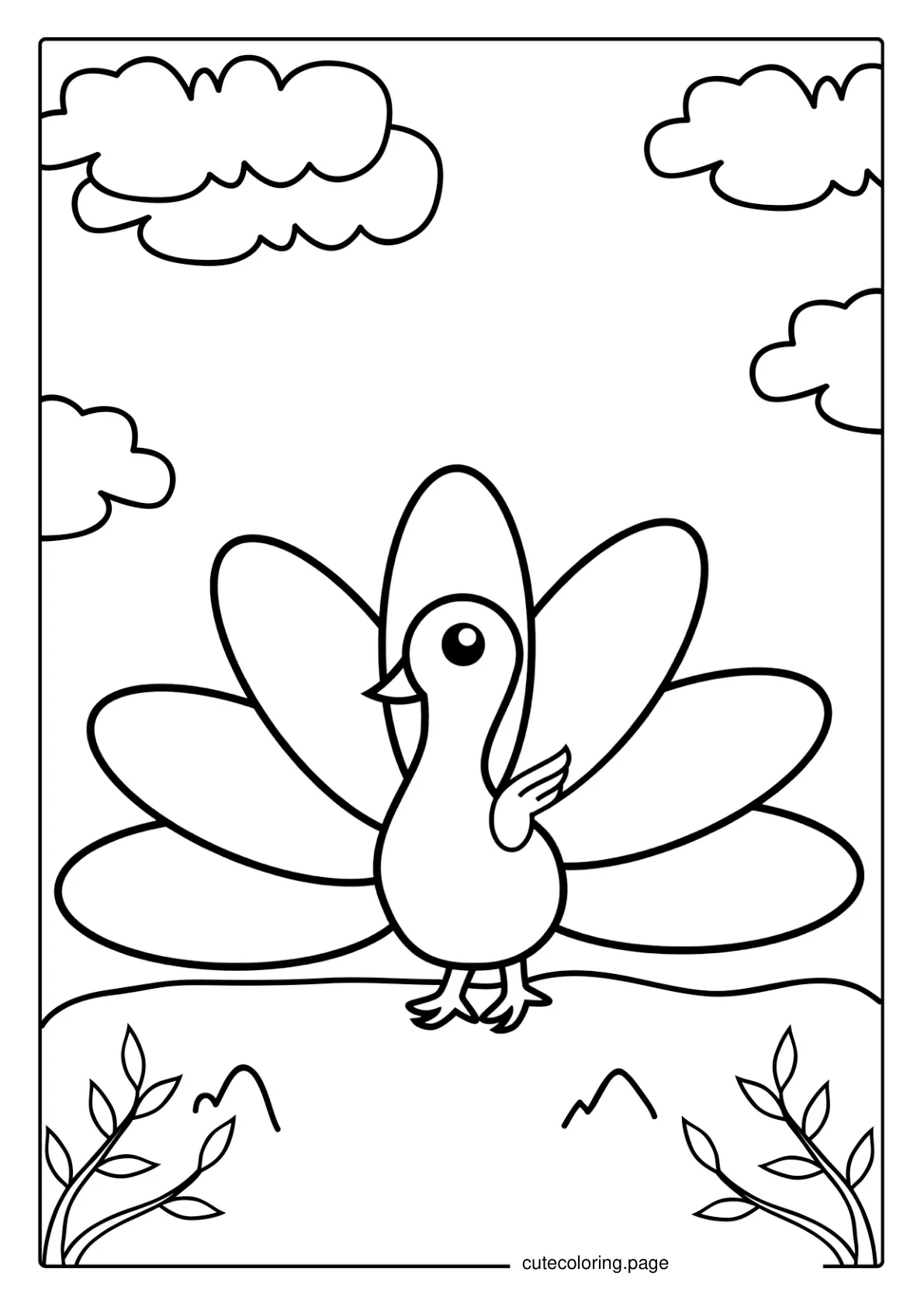 Peacock Outline Coloring Page For Preschoolers coloring page