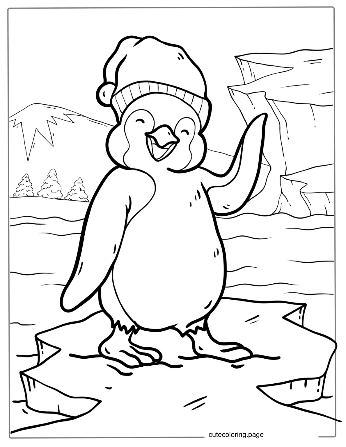 Christmas Baby Smiling Penguin Coloring In coloring page