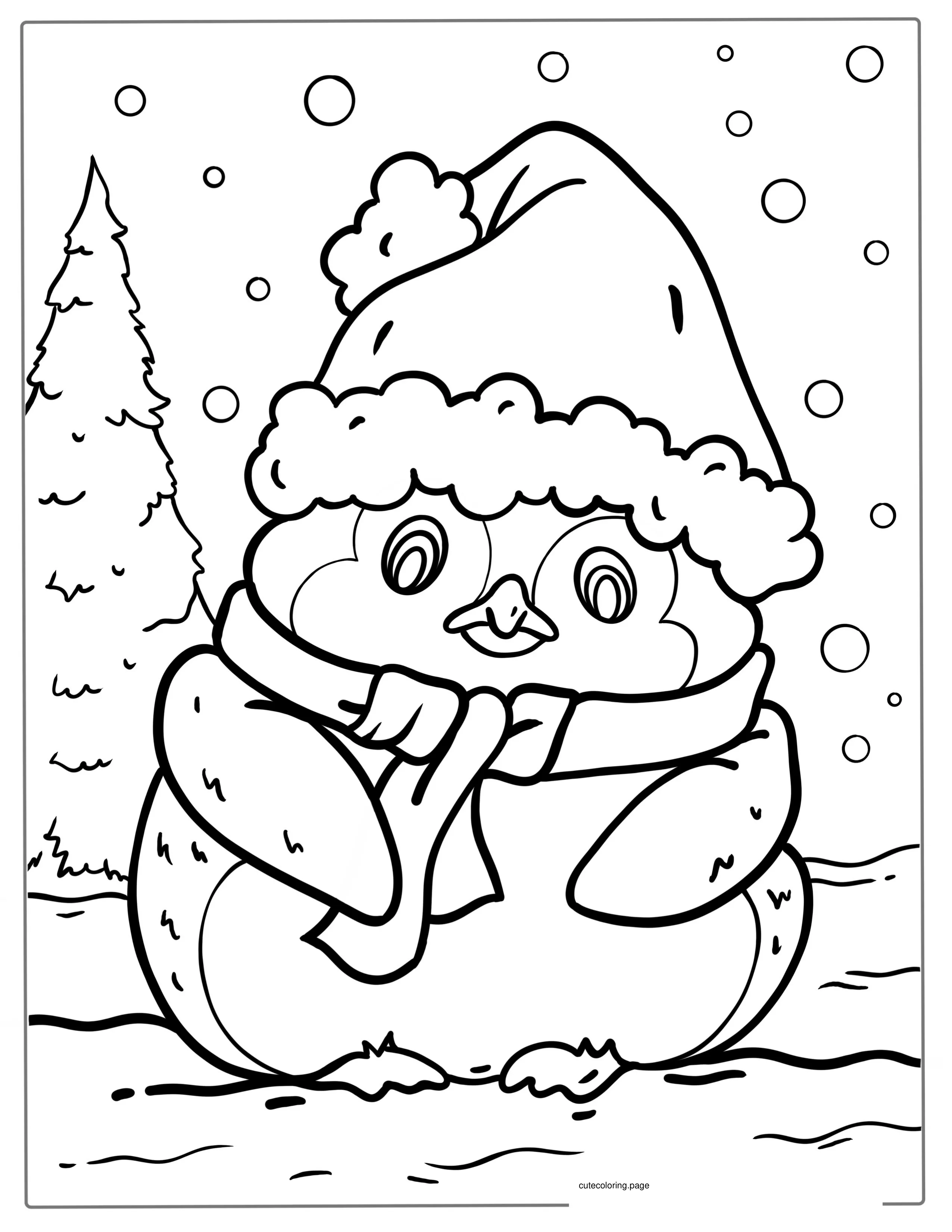 Cute Baby Penguin To Color In For Toddlers coloring page