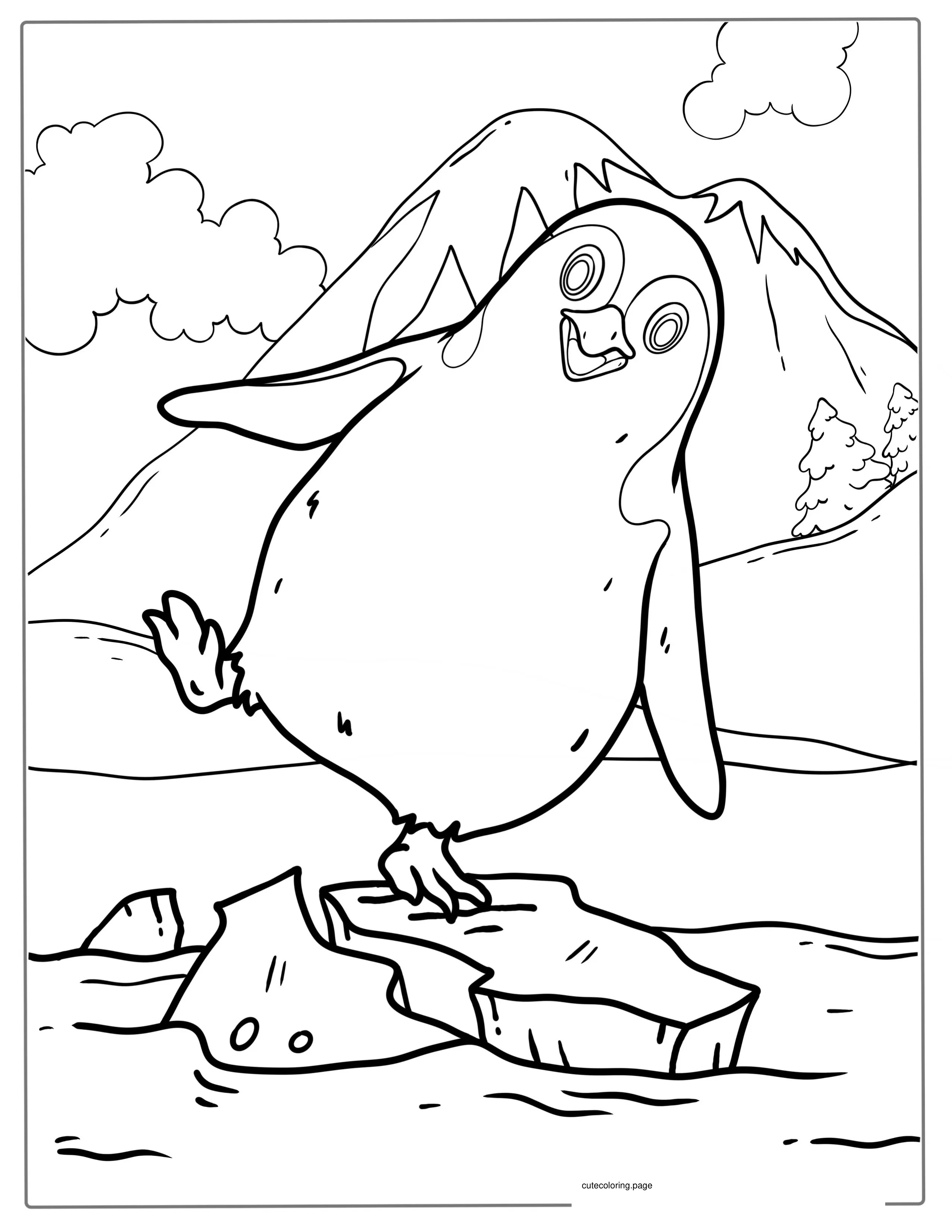 Cute Cartoon Penguin Coloring Sheet coloring page