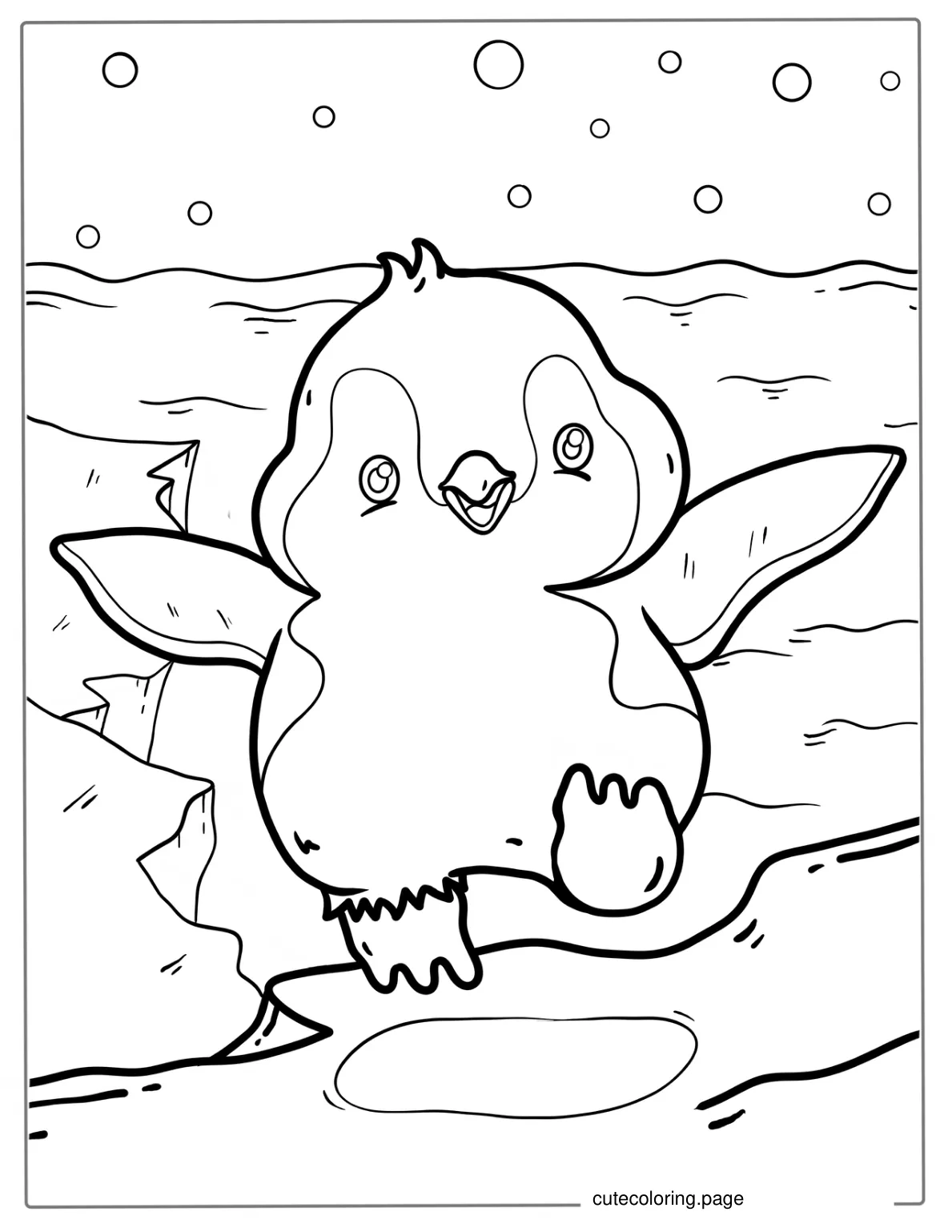 Cute Happy Penguin Coloring In For Preschoolers coloring page