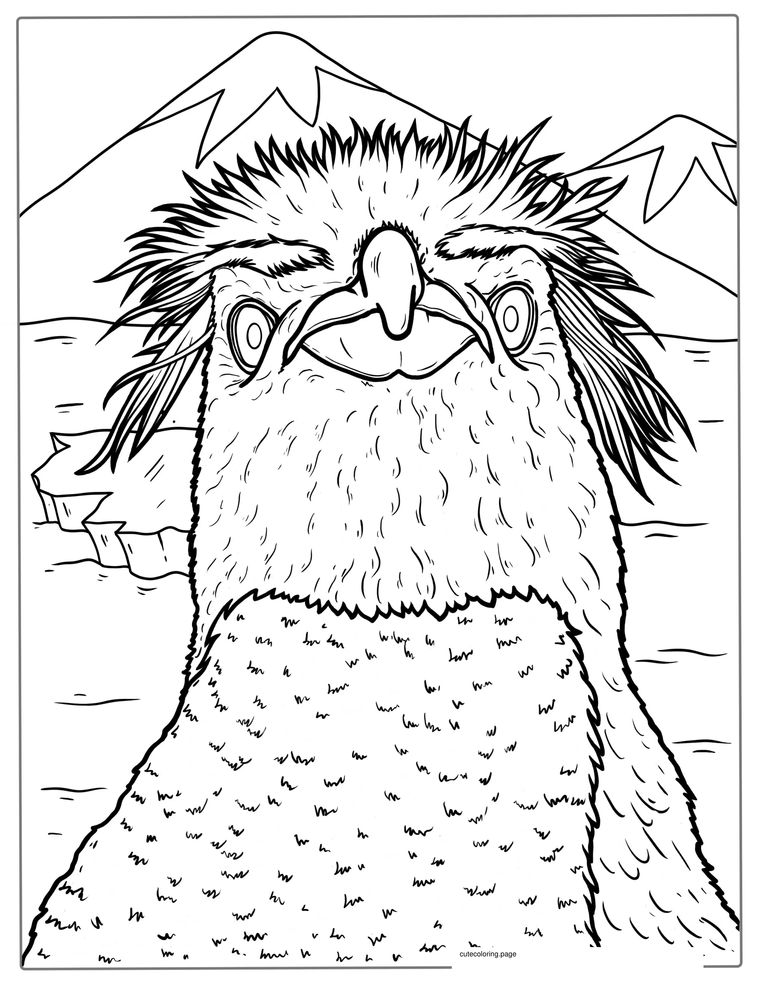 Detailed Fiordland Penguin Coloring Page coloring page