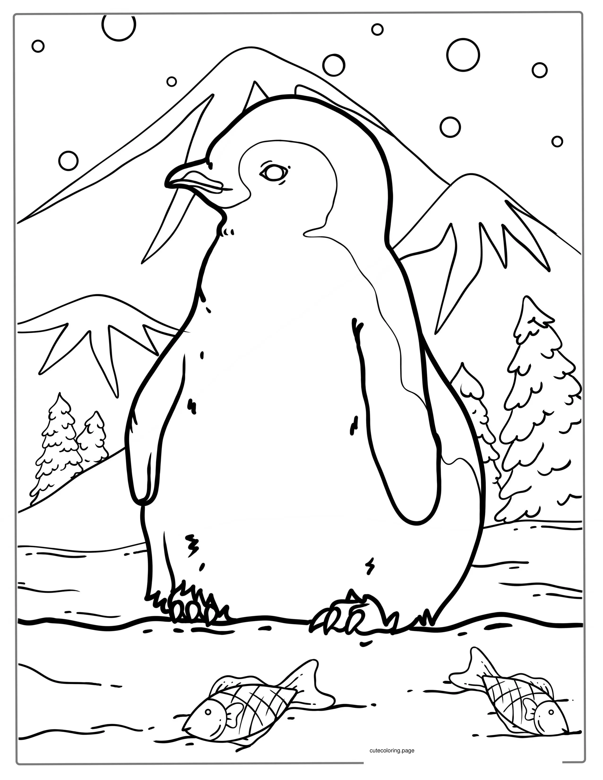 Fluffy Baby Emperor Penguin To Color In coloring page