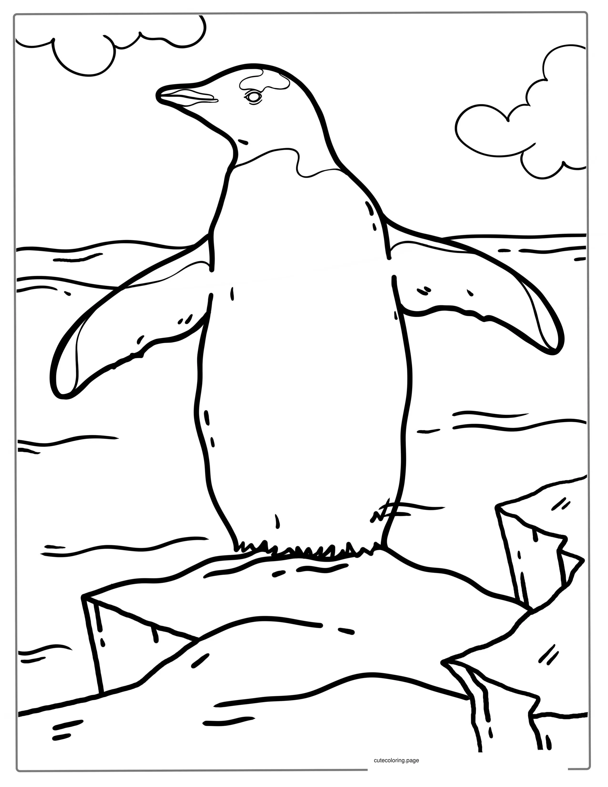 Gentoo Penguin On Ice Berg Coloring Sheet coloring page