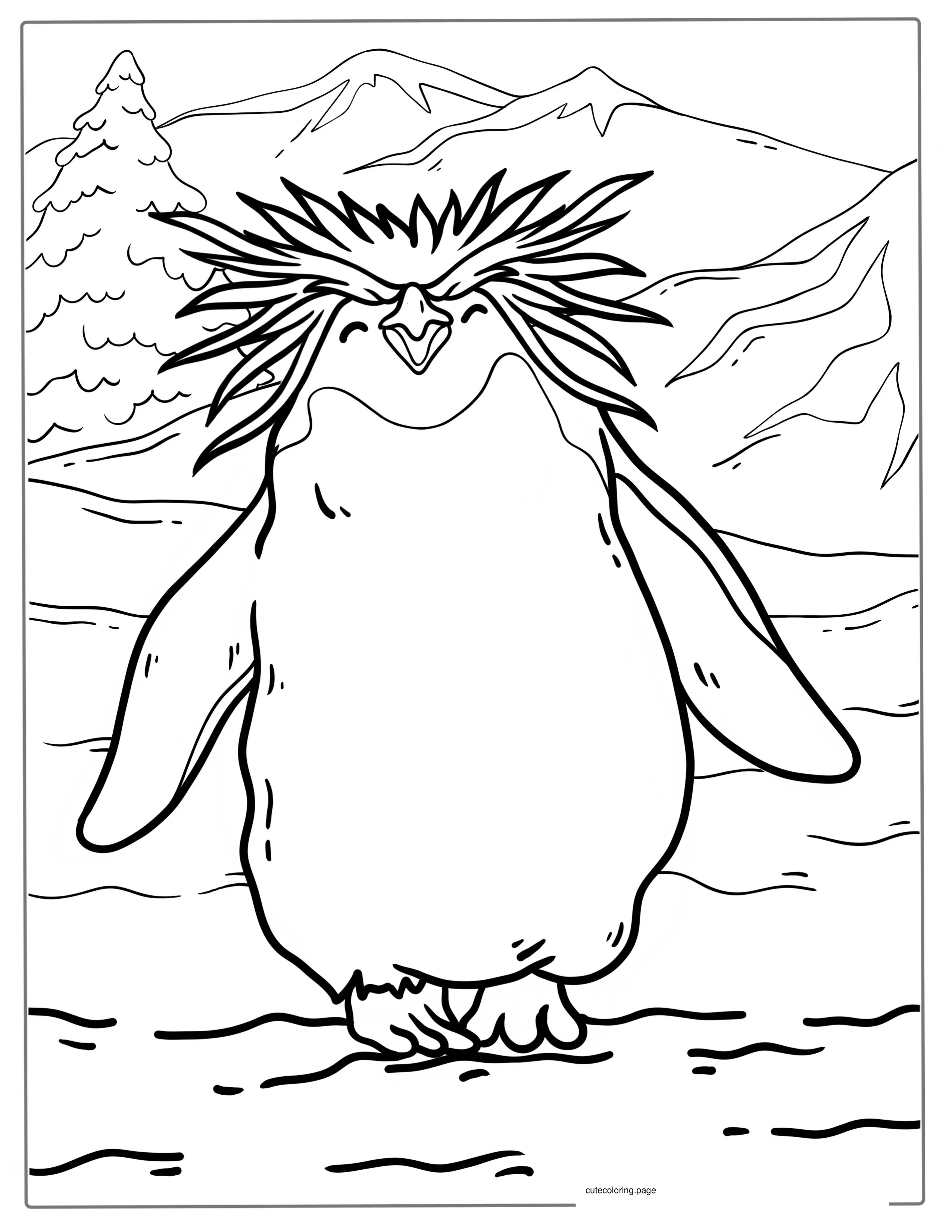 Macaroni Penguin Coloring Sheet Page coloring page