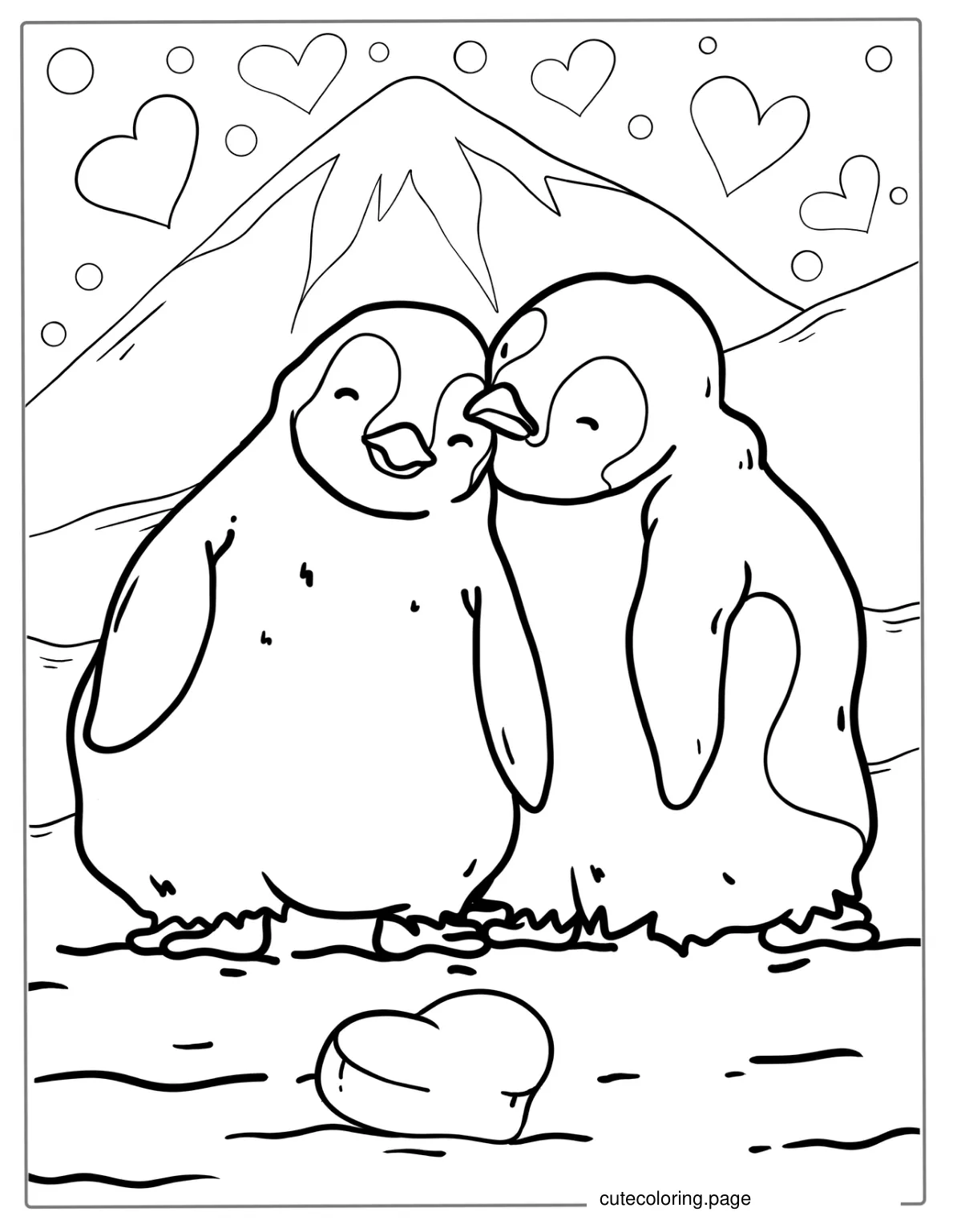 Two Baby Emperor Penguins Coloring Sheet coloring page