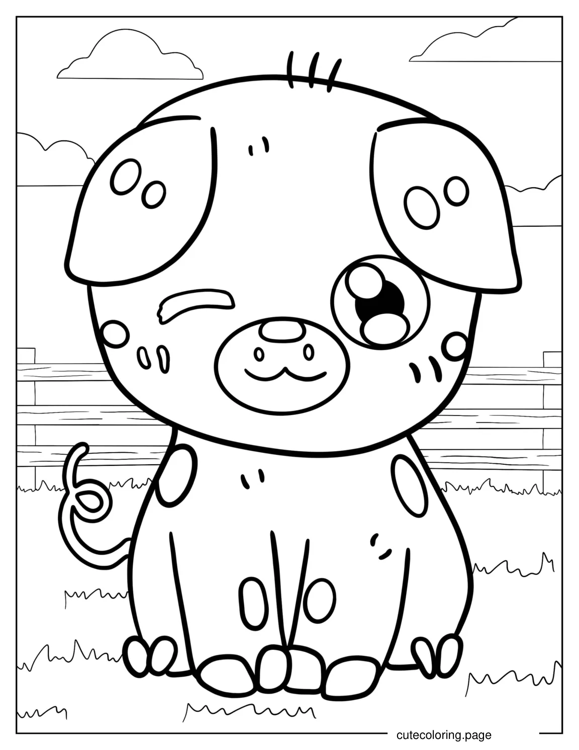 Adorable Kawaii Pig To Color coloring page