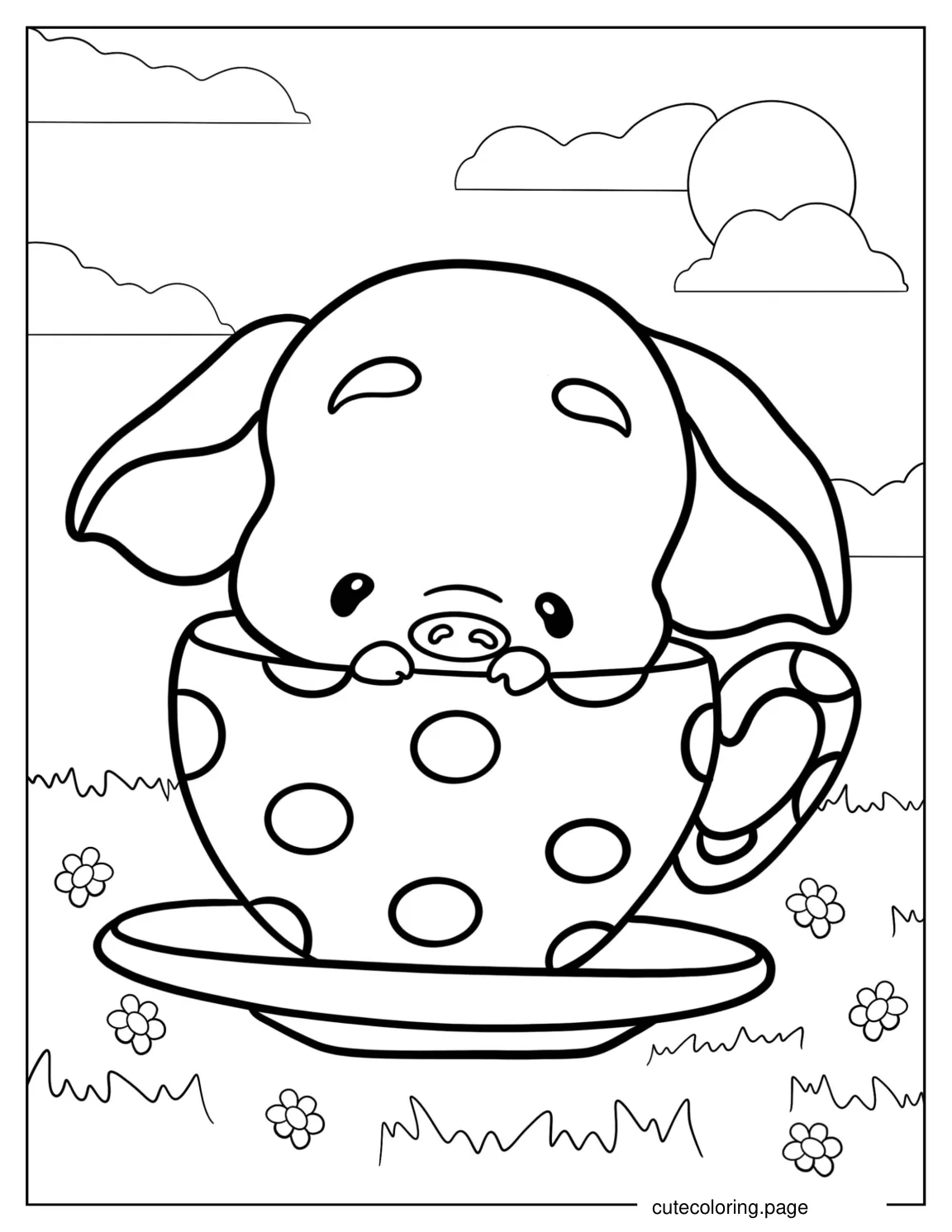 Adorable Teacup Piglet coloring page