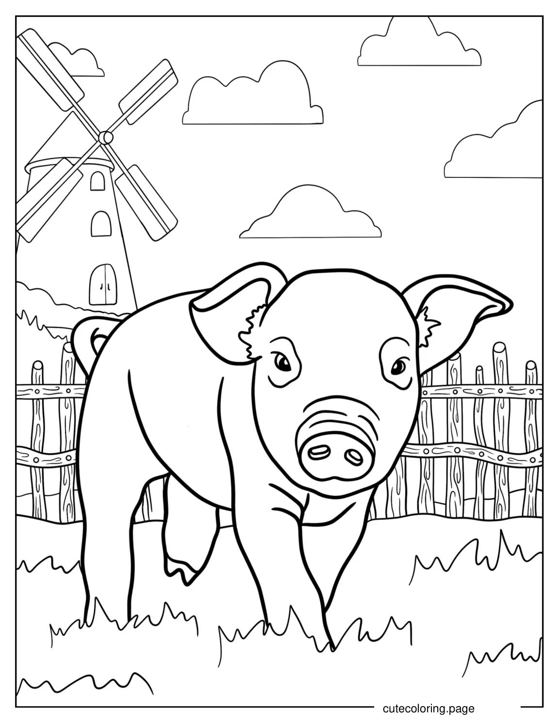 Babe The Pig Walking In Field coloring page