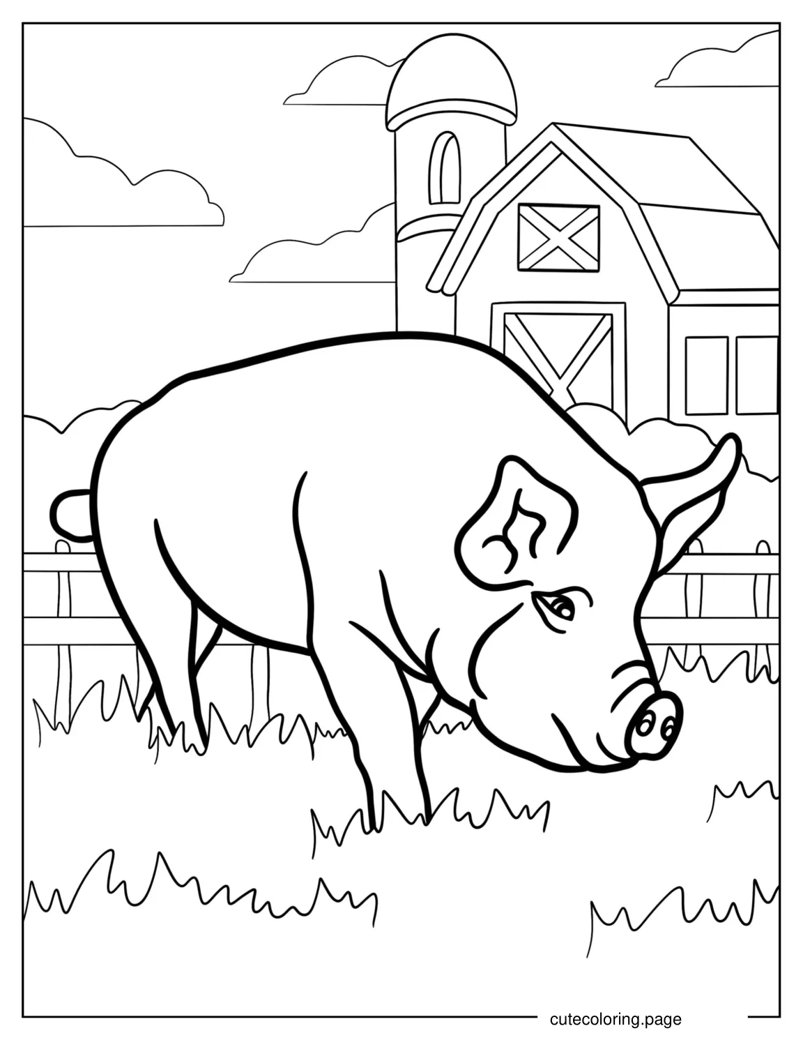 Coloring Page Of a Realistic Looking Pig coloring page