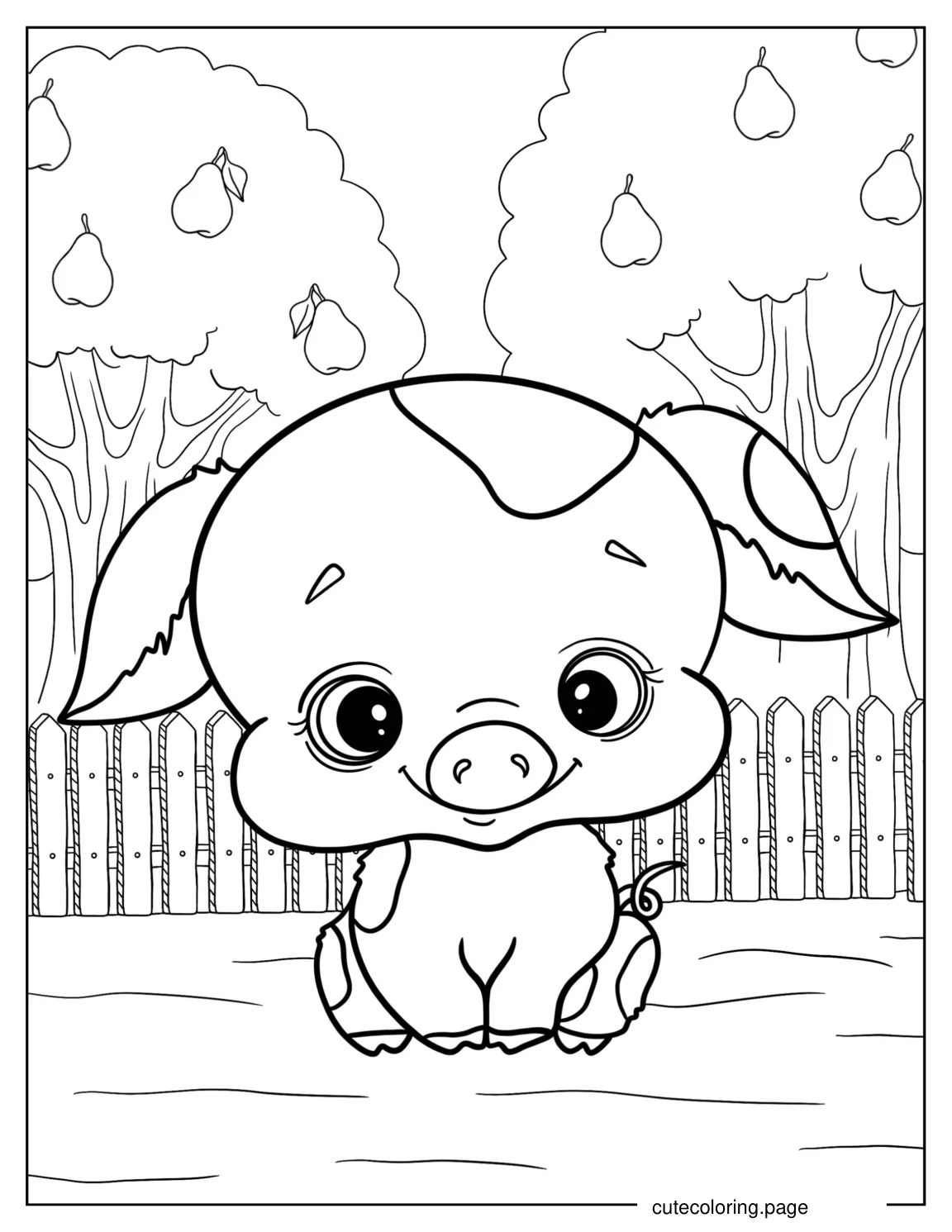 Cute Kawaii Pig Coloring Sheet coloring page