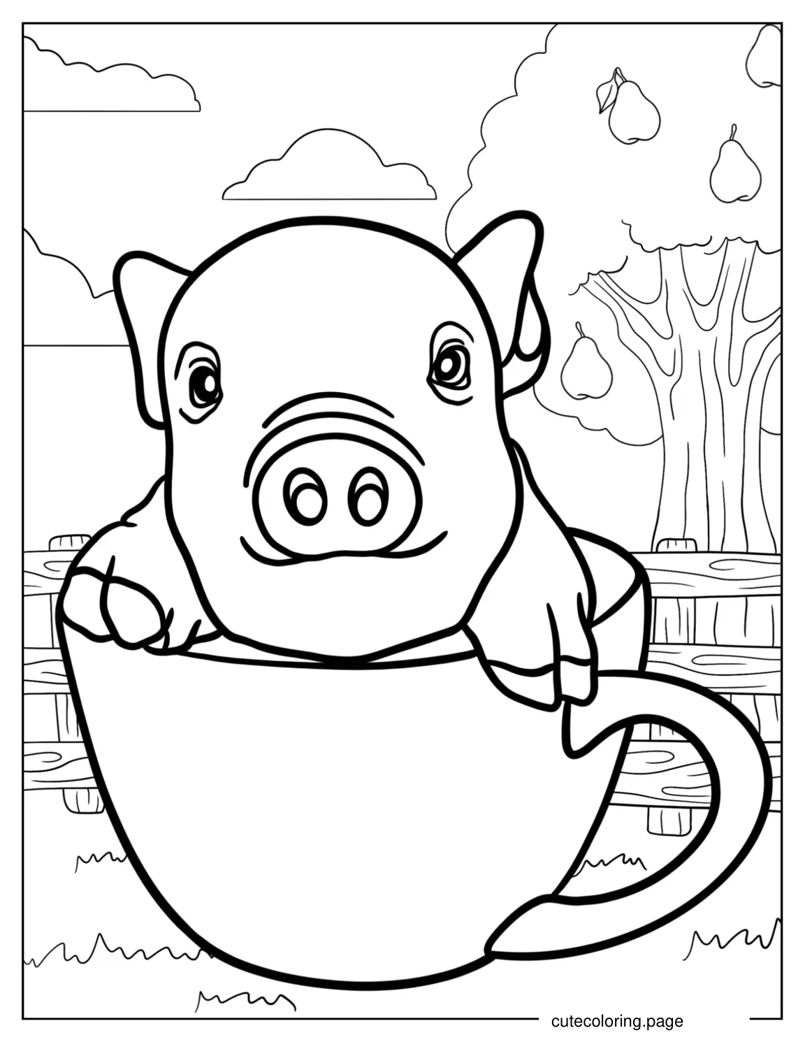 Cute Teacup Pig Coloring Page coloring page