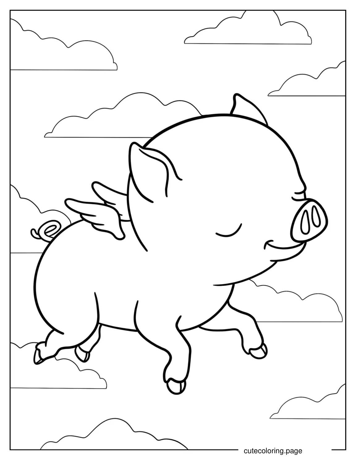 Flying Pig With Wings To Color coloring page