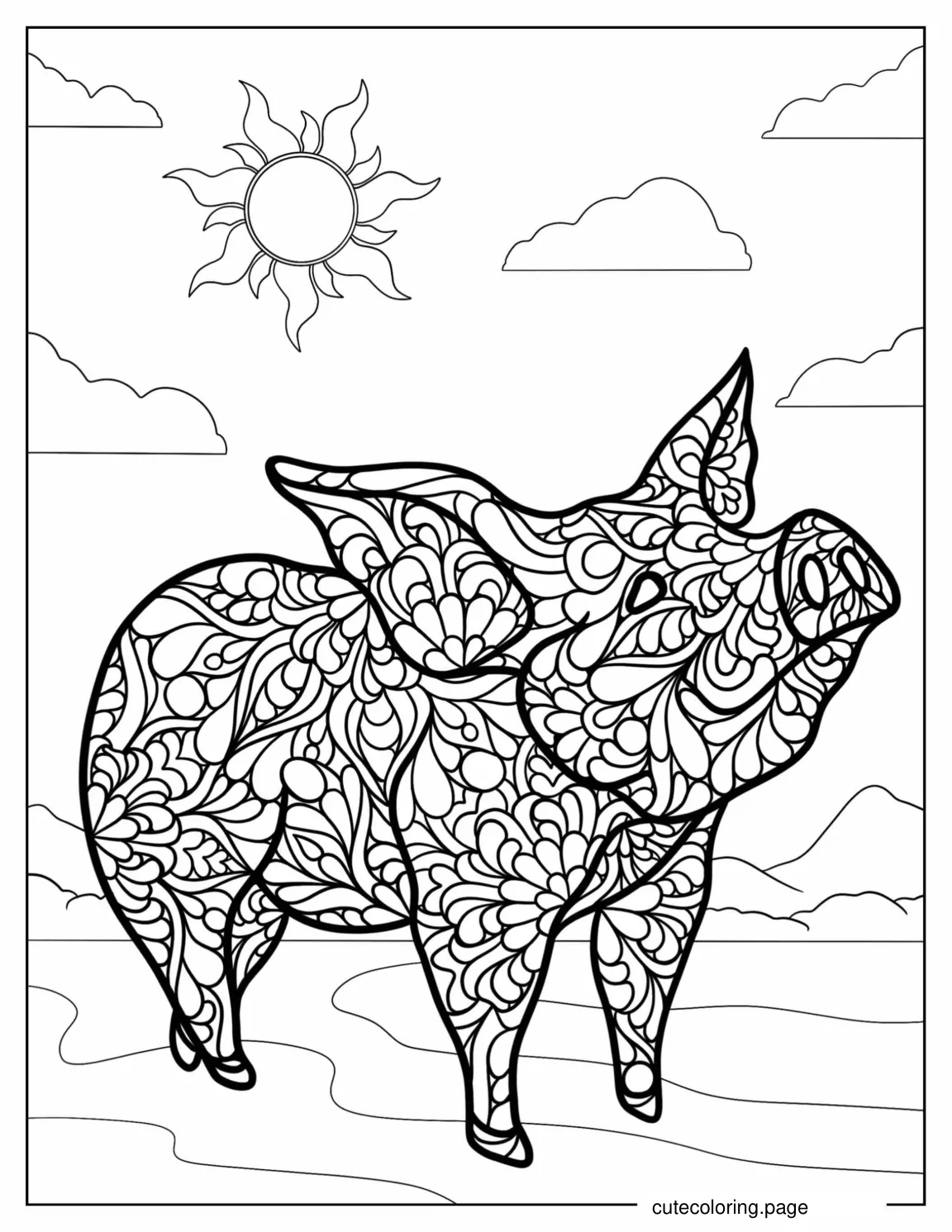 Mandala Pig Coloring Page coloring page