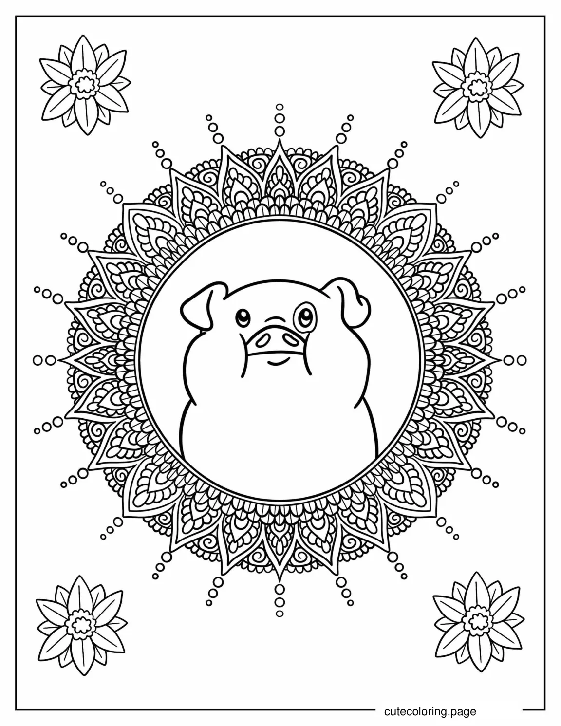 Pig Mandala coloring page