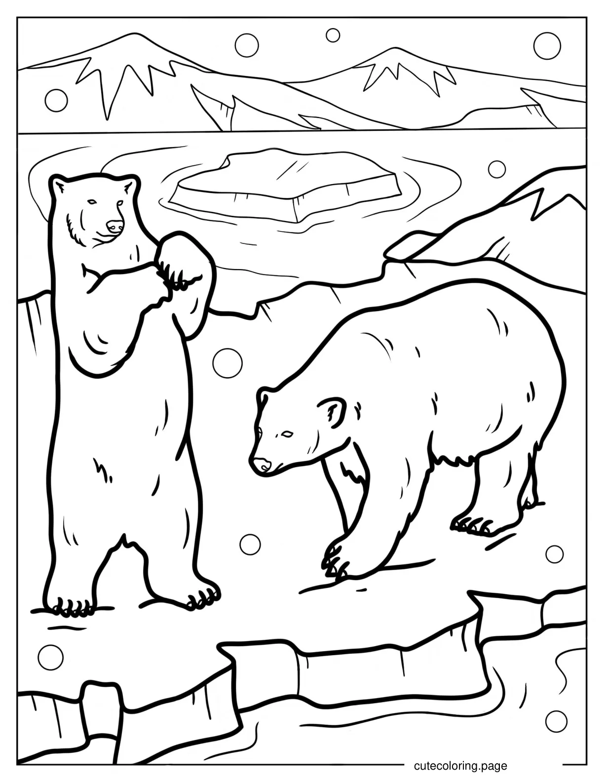 Coloring Page Of Polar Bears On Ice coloring page