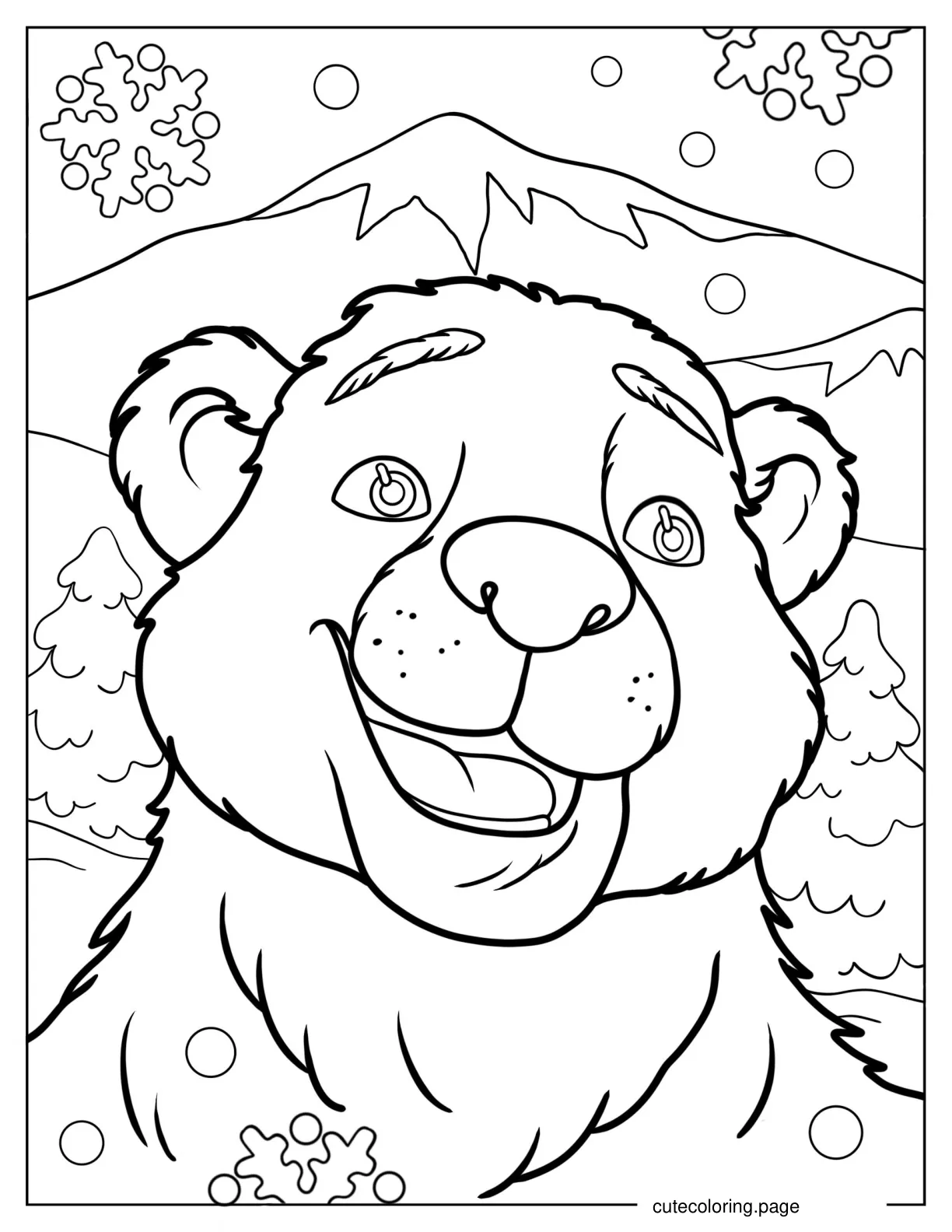 Coloring Sheet of Cartoon Polar Bear_s Face coloring page