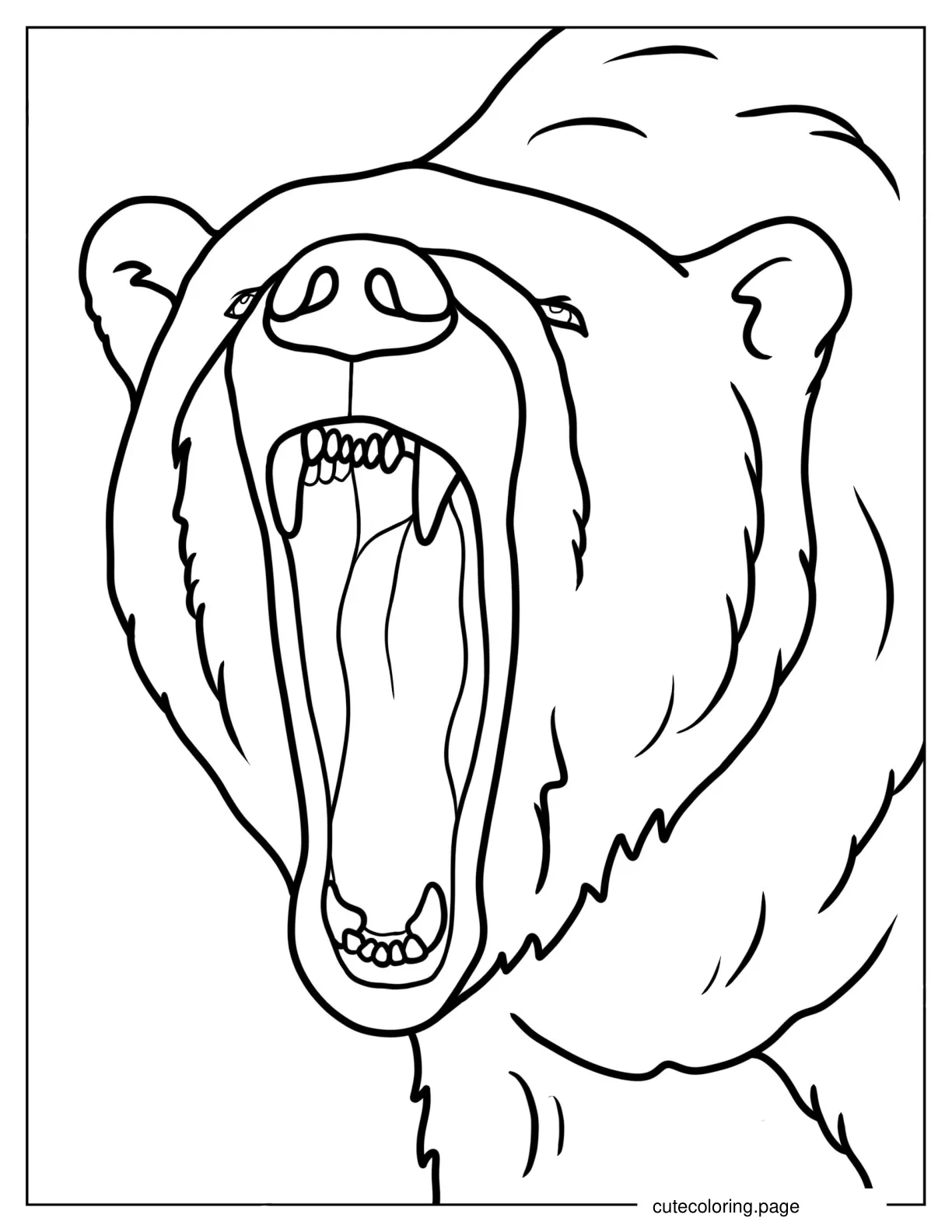 Polar Bear Roaring Coloring Page coloring page