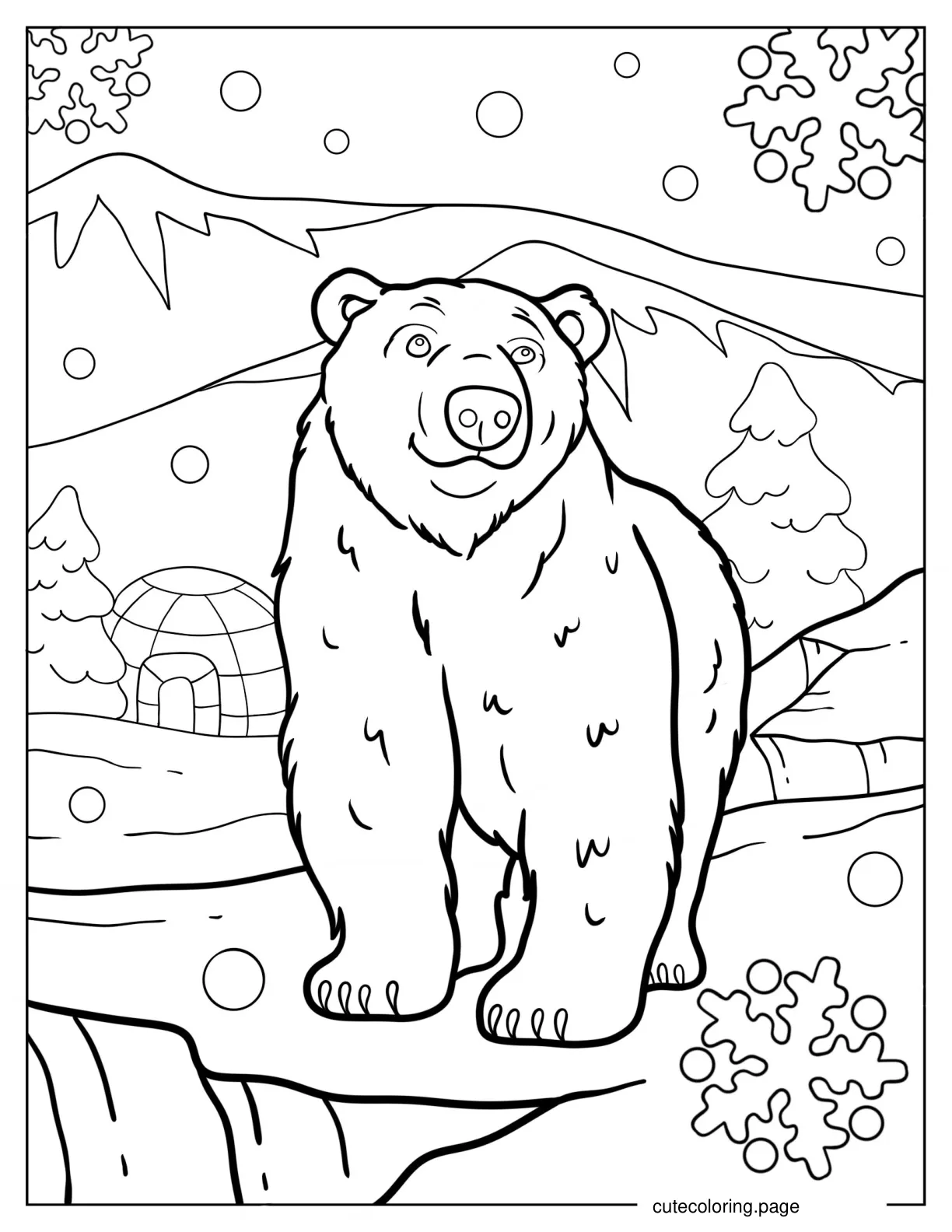 Smiling Polar Bear coloring page