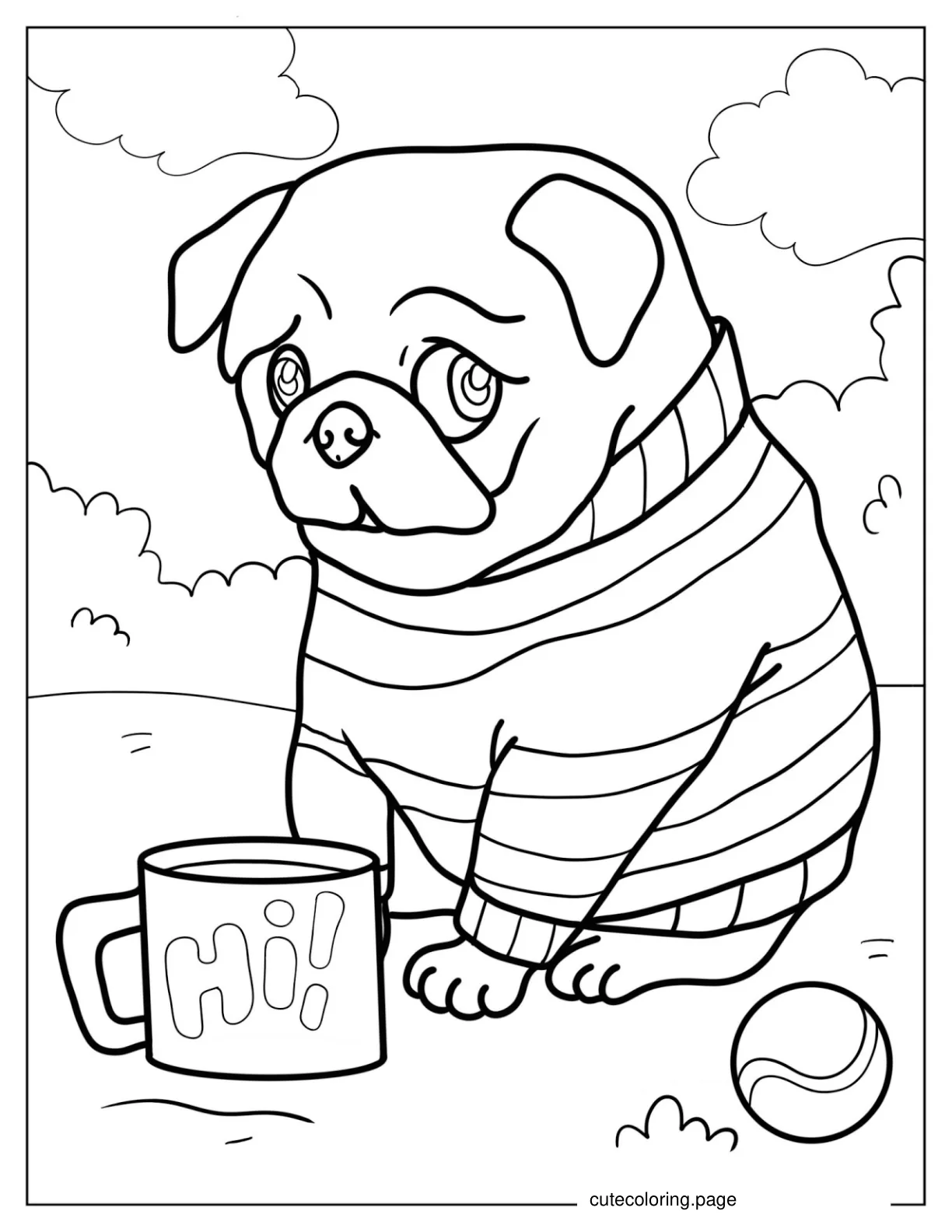 Adorable Baby Pug Coloring Sheet coloring page