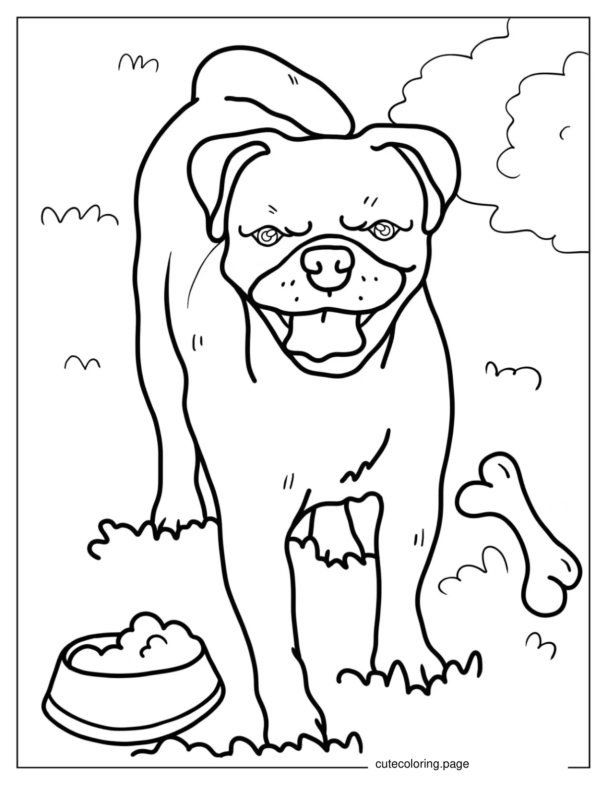 Adult Pug Walking On Grass coloring page