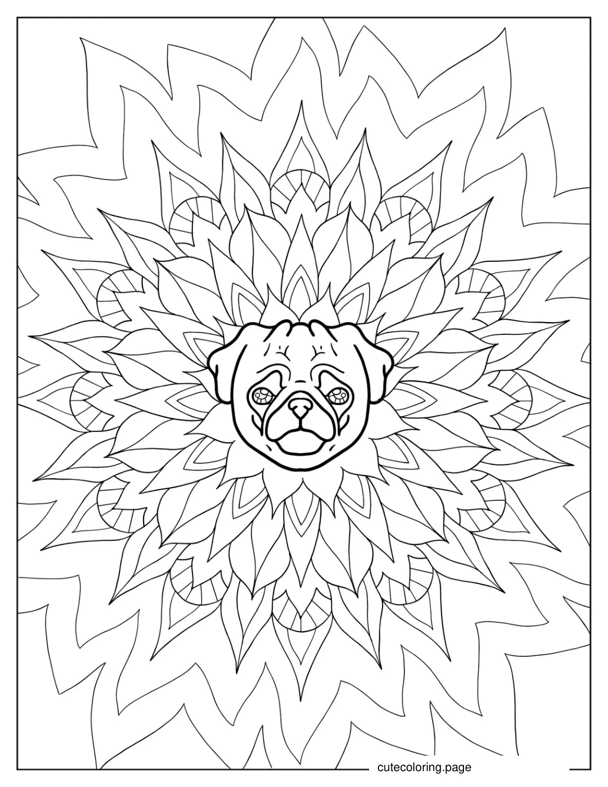 Pug Mandala Coloring Sheet coloring page