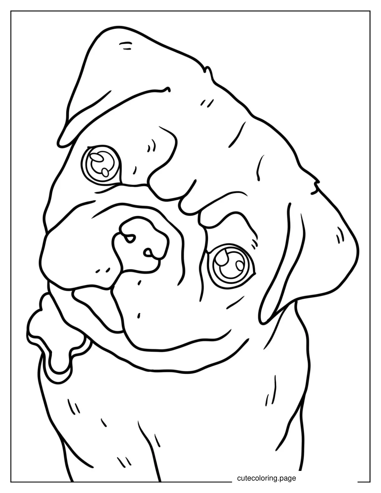 Pug With Cute Puppy Eyes To Color coloring page