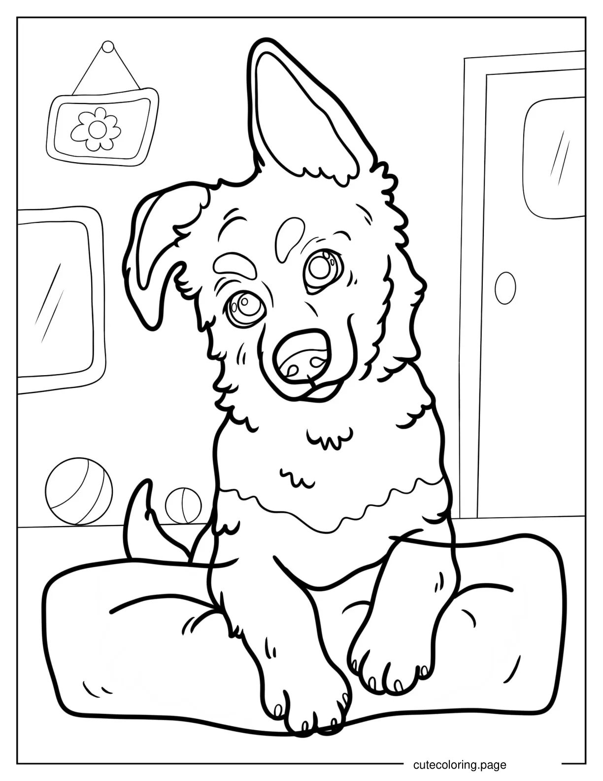 Belgian Malinois Puppy With Perked Ear Coloring Page coloring page