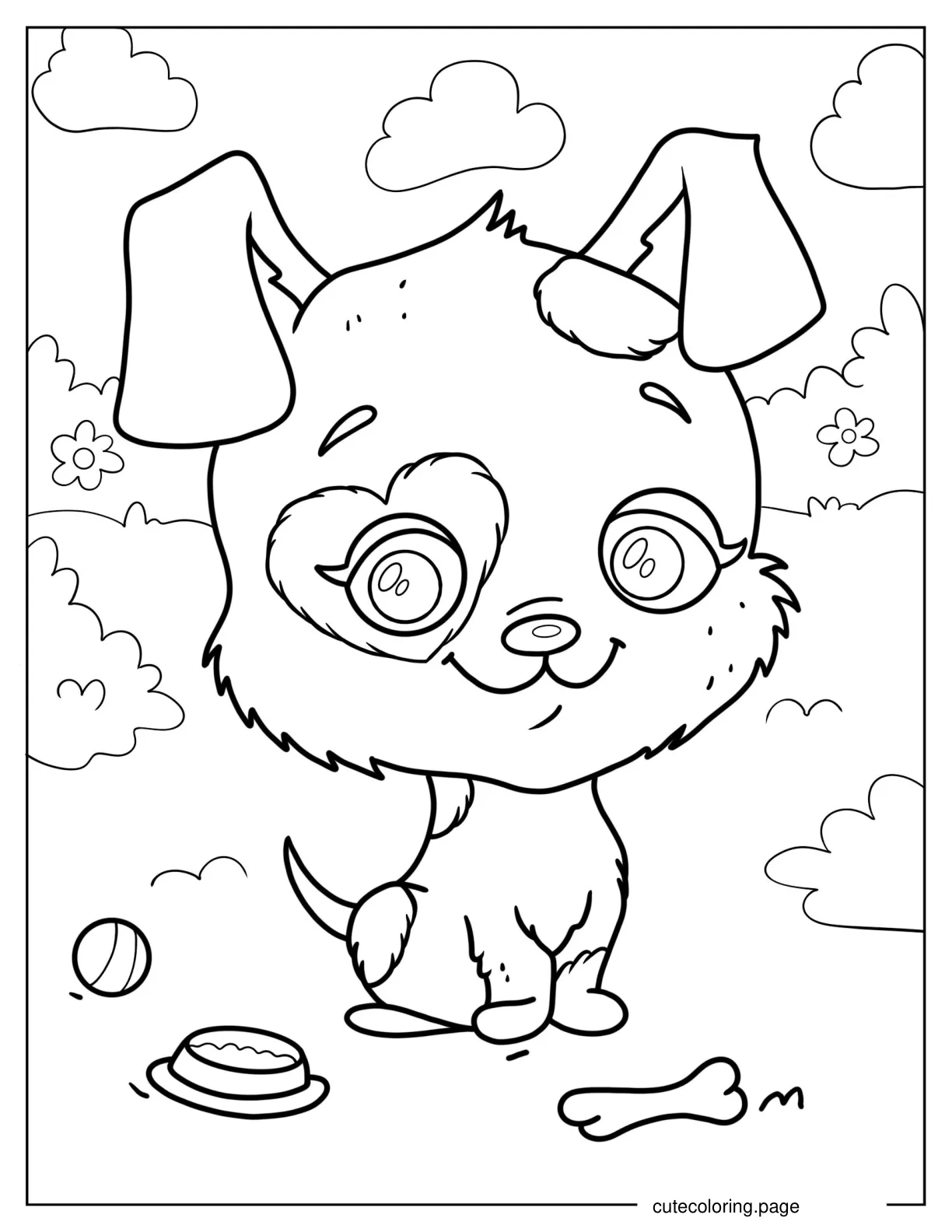 Chibi Puppy Coloring Page For Kids coloring page