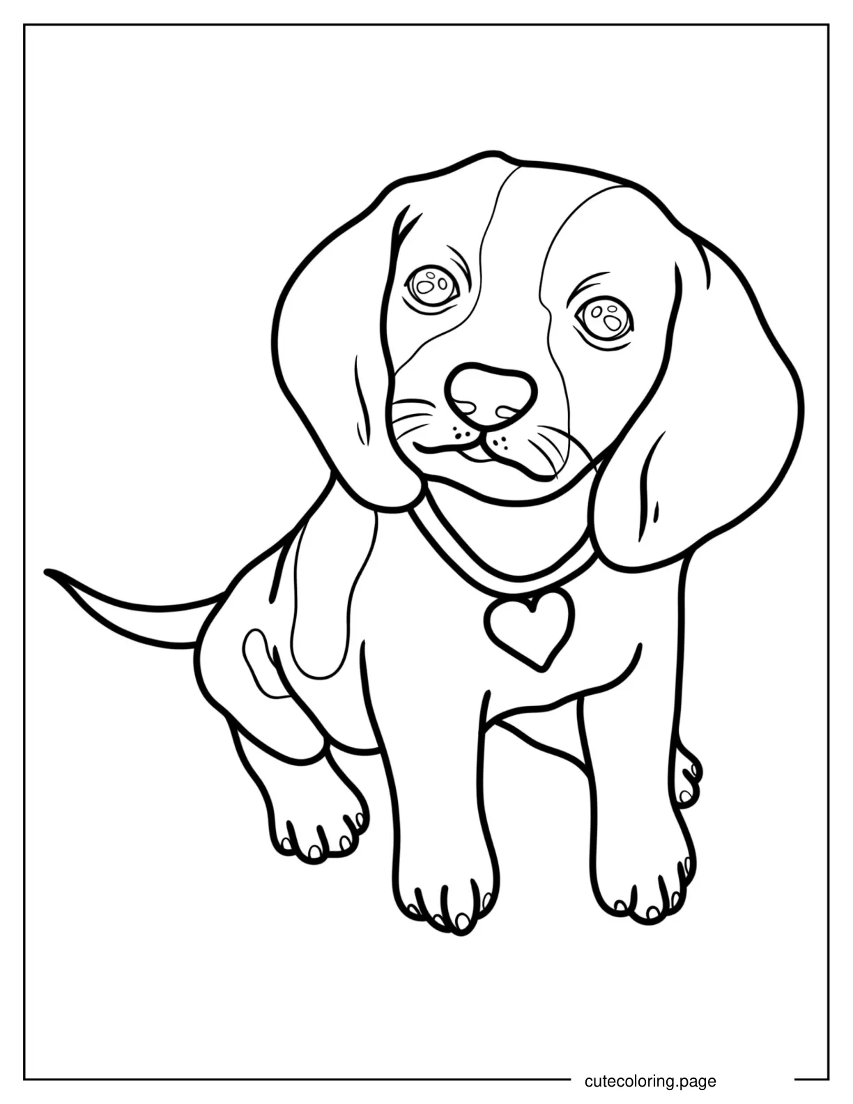 Coloring Page Of Realistic Beagle Puppy With Collar coloring page