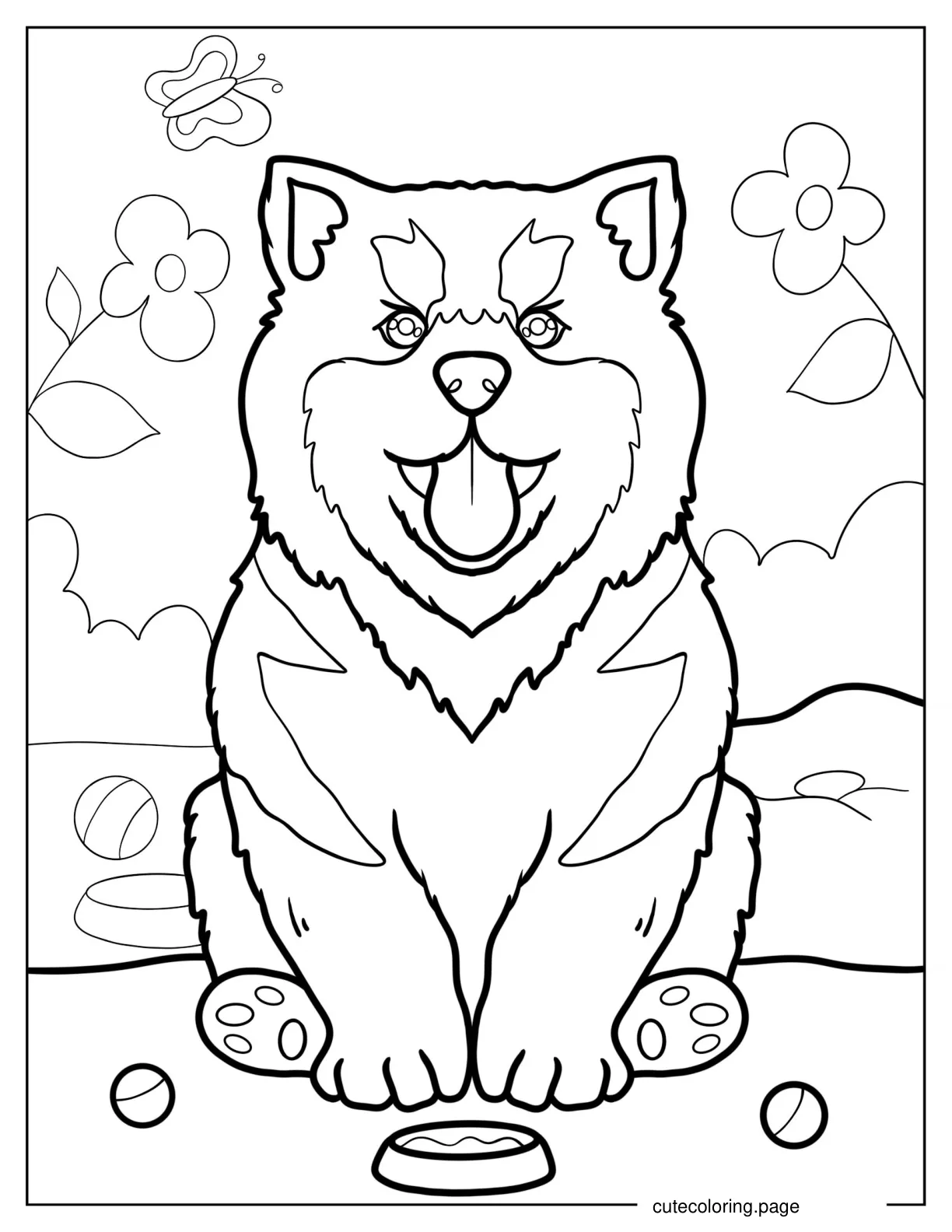 Husky Puppy With Tongue Out Coloring Page coloring page