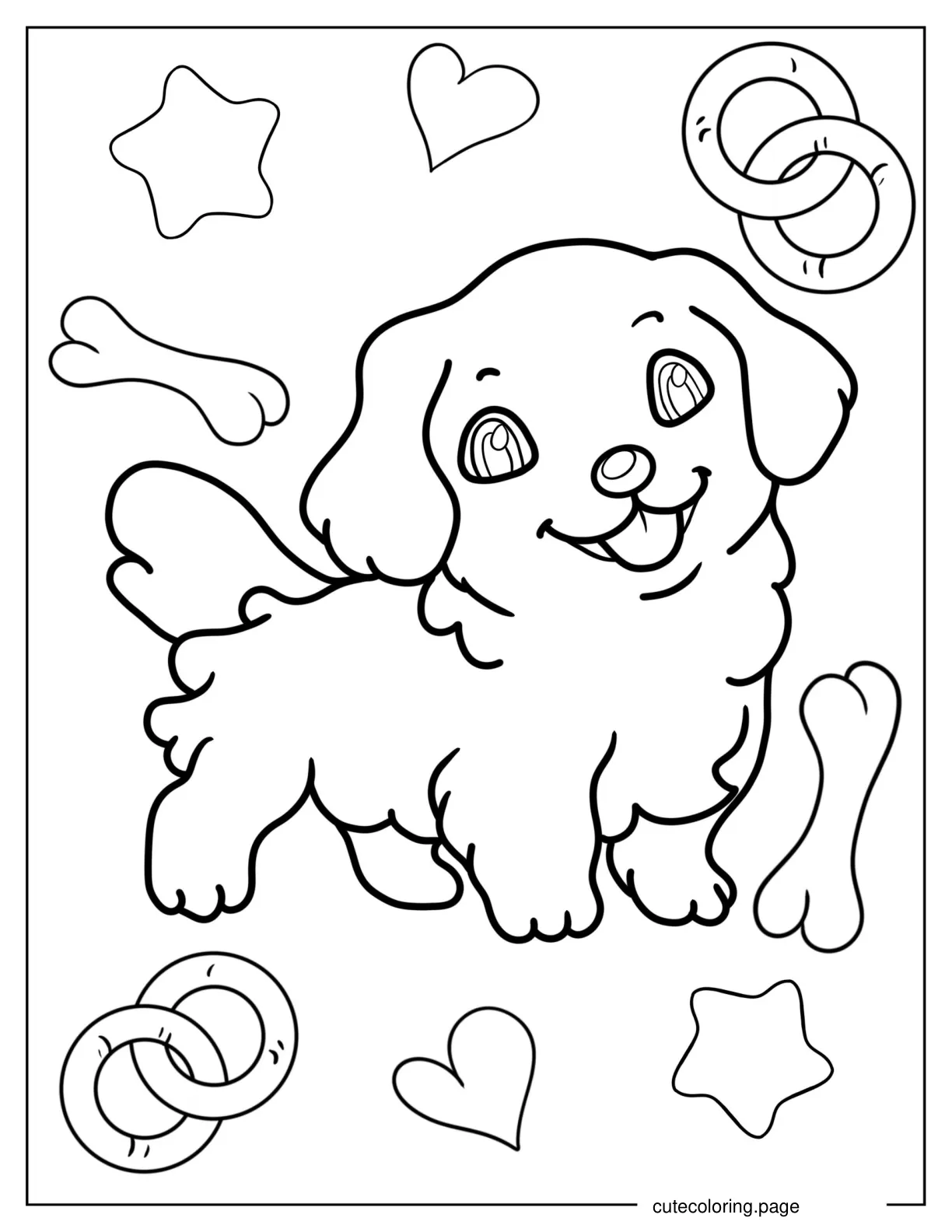 Kawaii Puppy Coloring Page For Kids coloring page