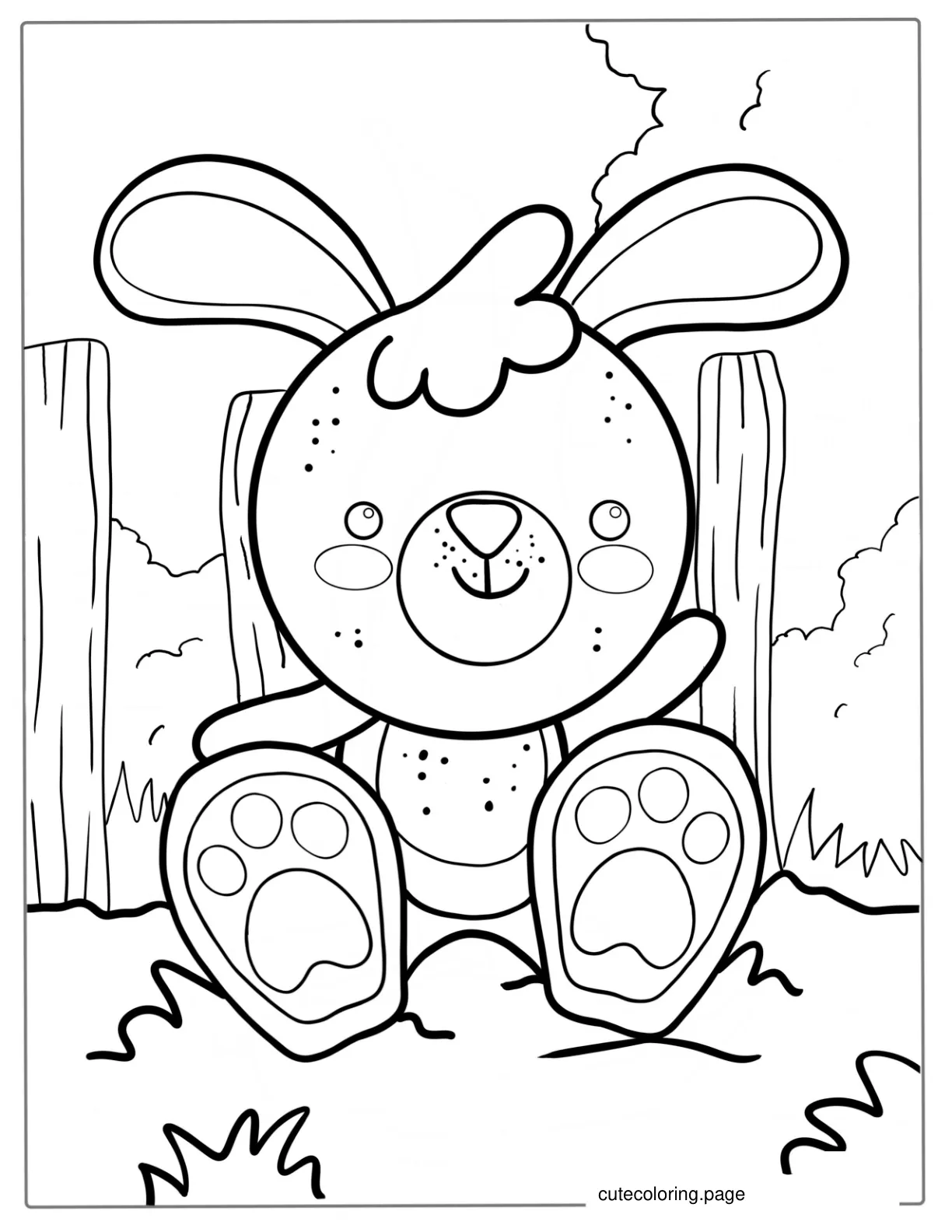 Adorable Rabbit Cartoon With Big Paws To Color coloring page