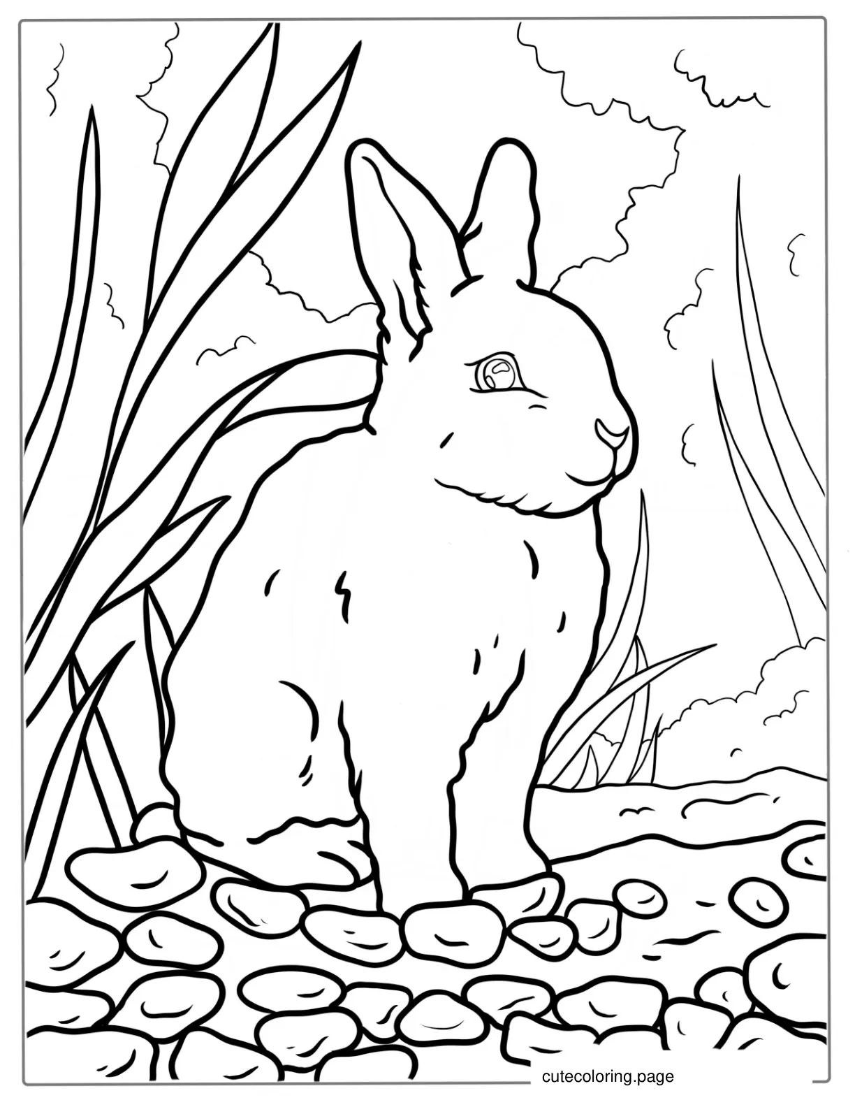 Baby Rabbit In The Wilderness coloring page