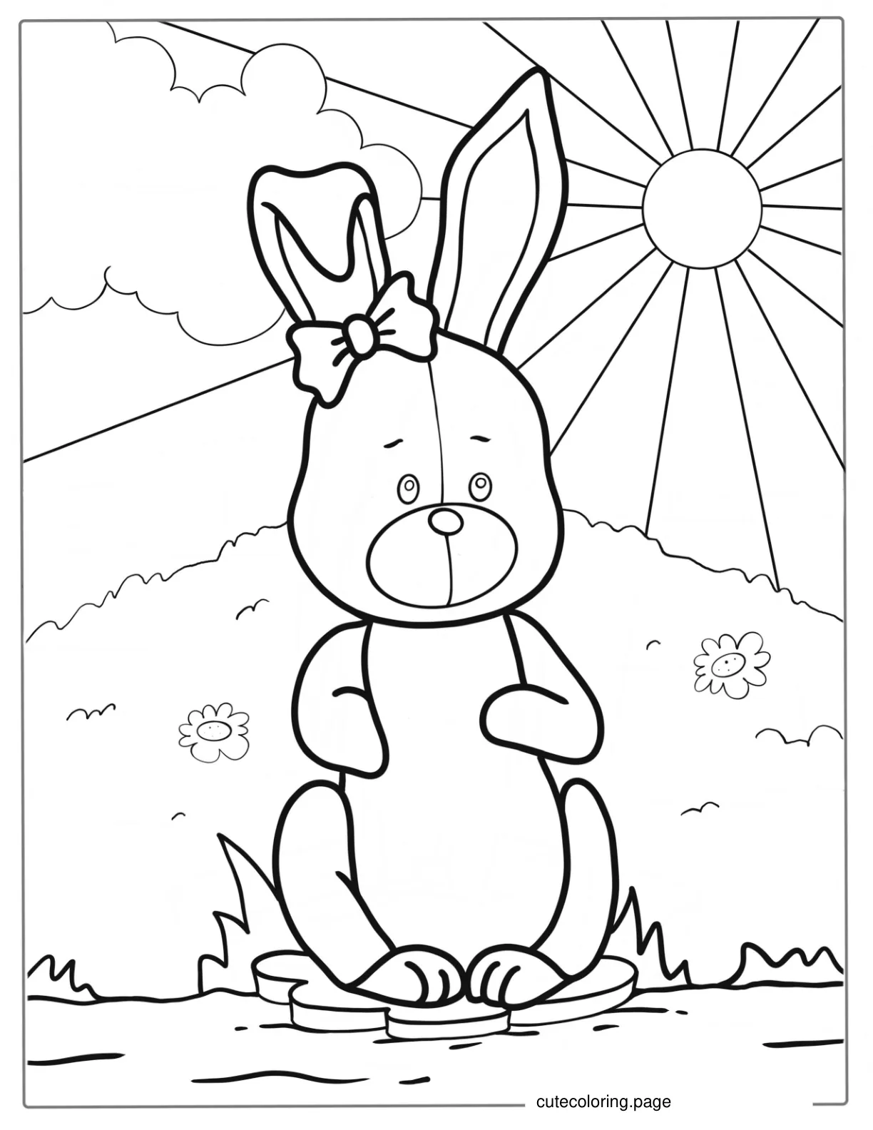 Cute Rabbit With Big Floppy Ears To Color coloring page