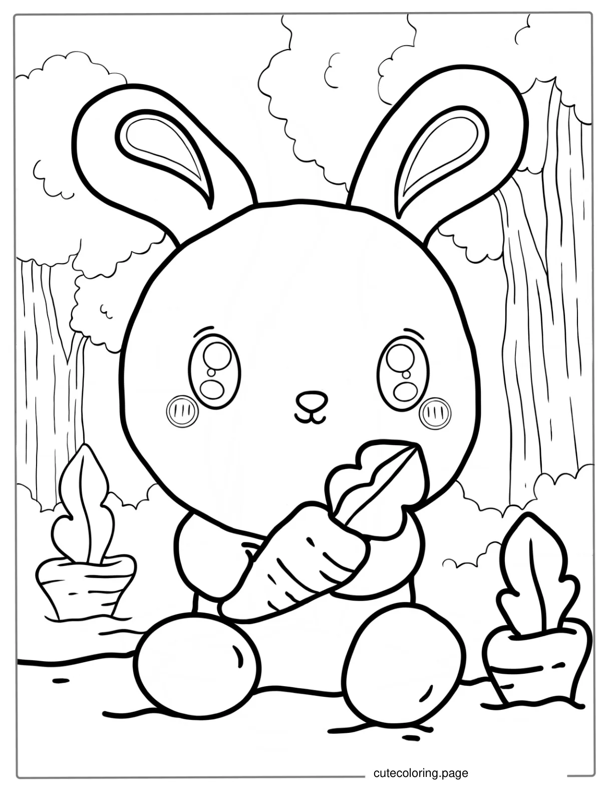 Easy Outline Of Baby Rabbit For Kids coloring page