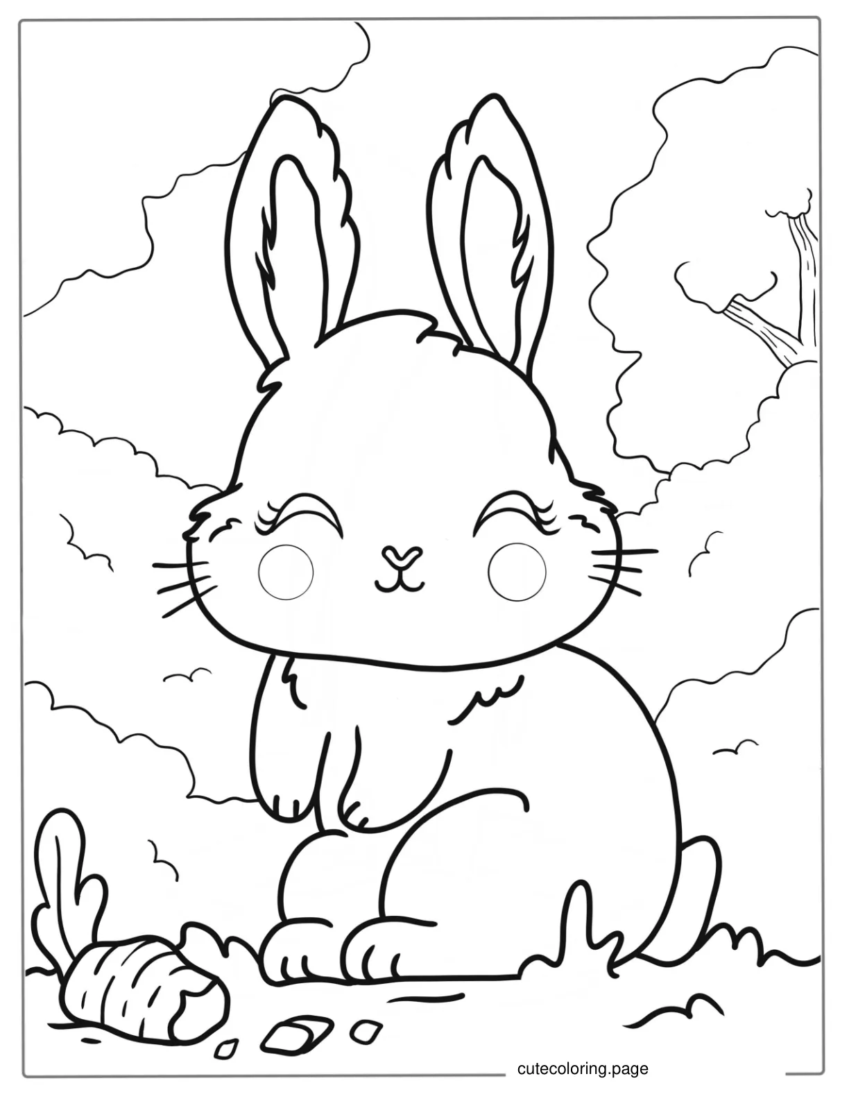 Easy Outline Of Rabbit To Color For Preschoolers coloring page